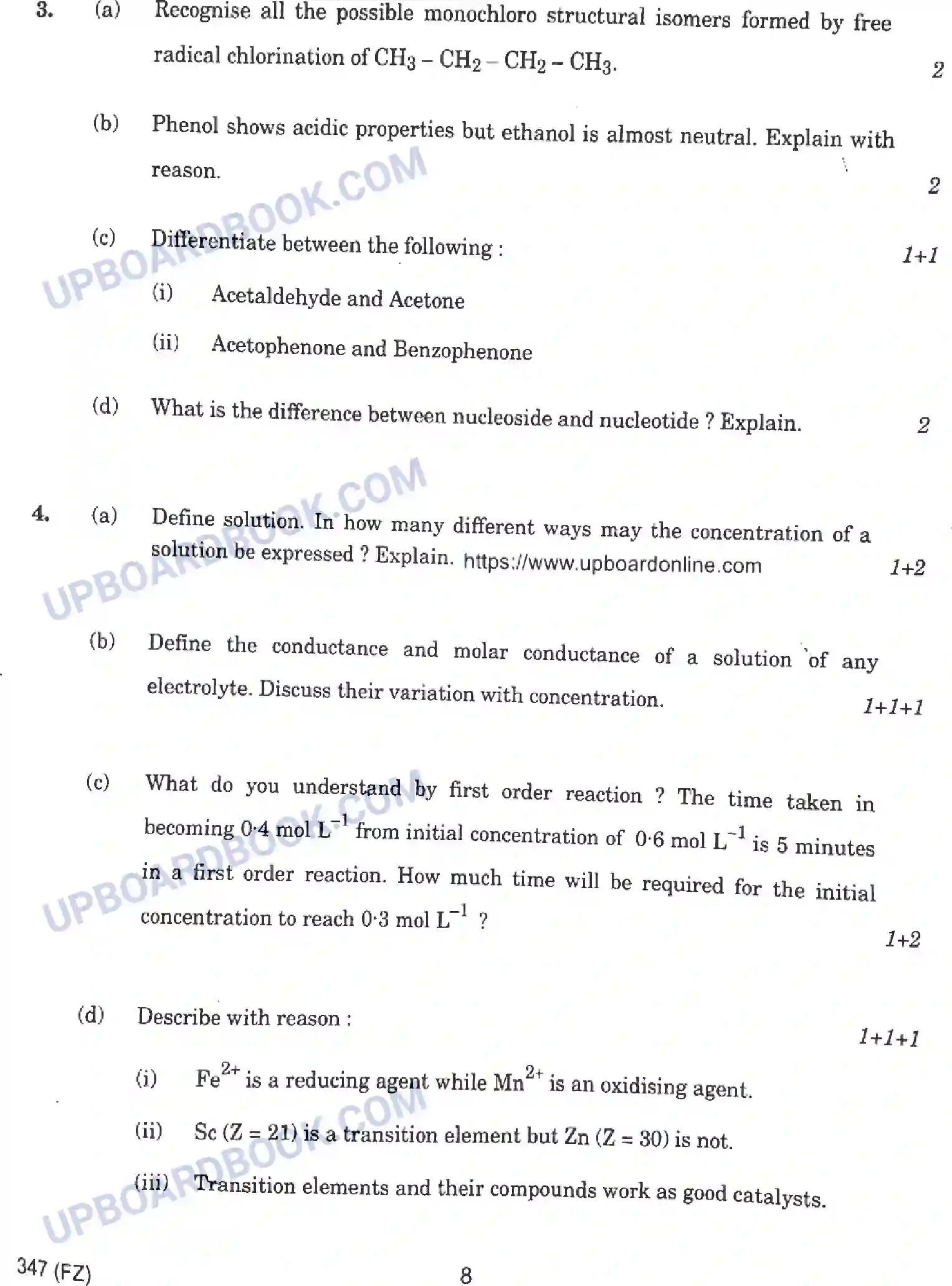 UP Board Class 12th Chemistry - 347-FZ - 2024 Previous Year Question Paper Image 8