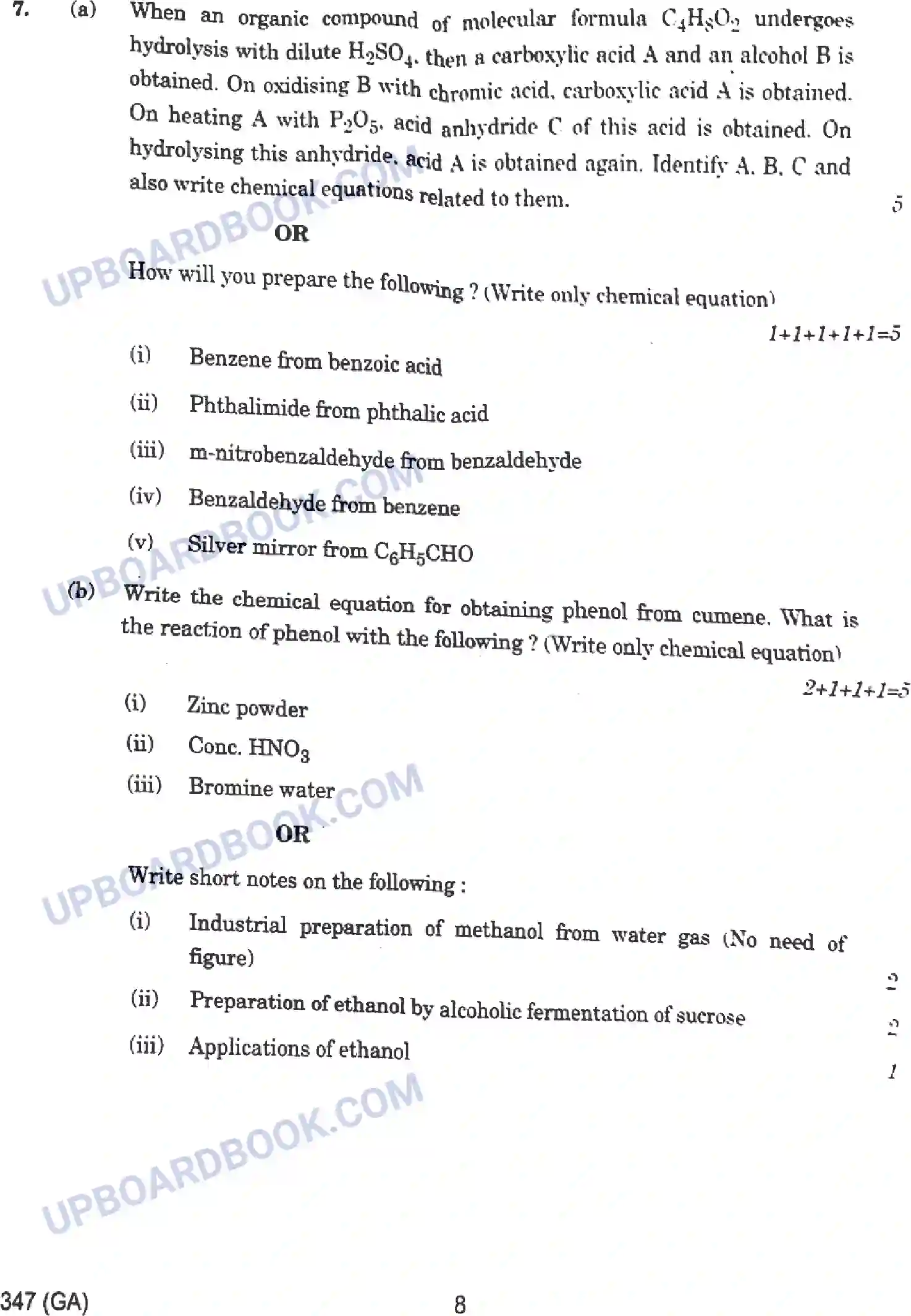 UP Board Class 12th Chemistry - 347-GA - 2024 Previous Year Question Paper Image 8