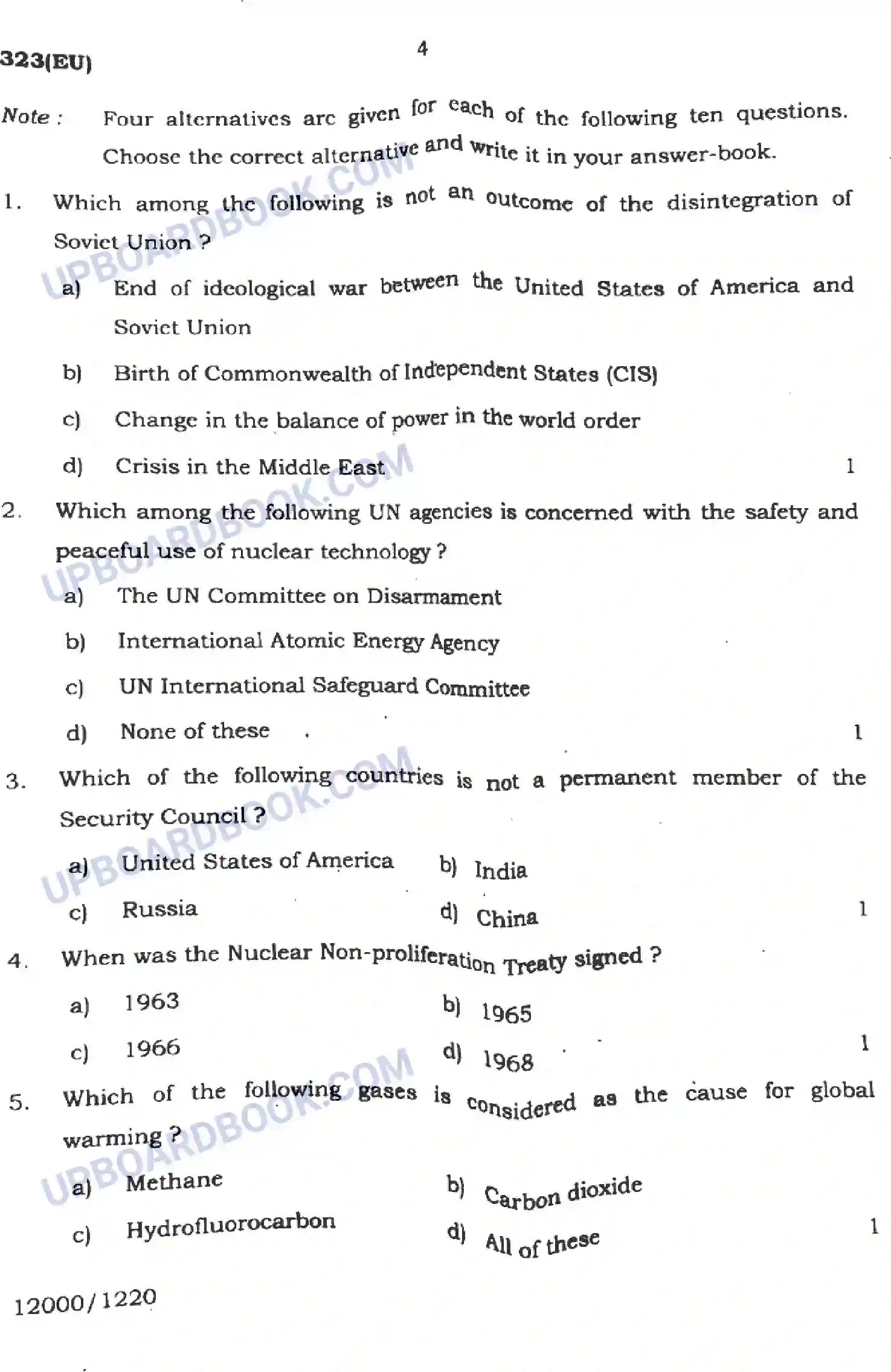 UP Board Class 12th Civics - 323-EU - 2024 Previous Year Question Paper Image 4