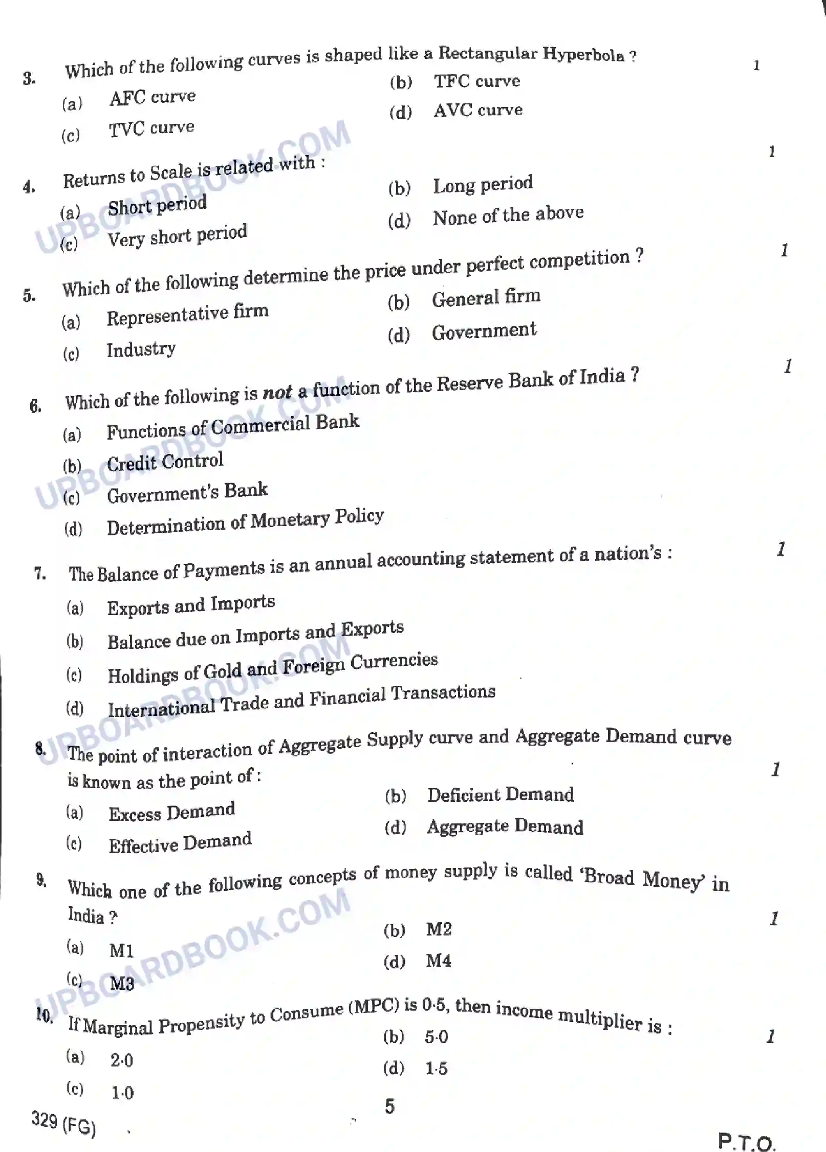 UP Board Class 12th Economics - 329-FG - 2024 Previous Year Question Paper Image 5