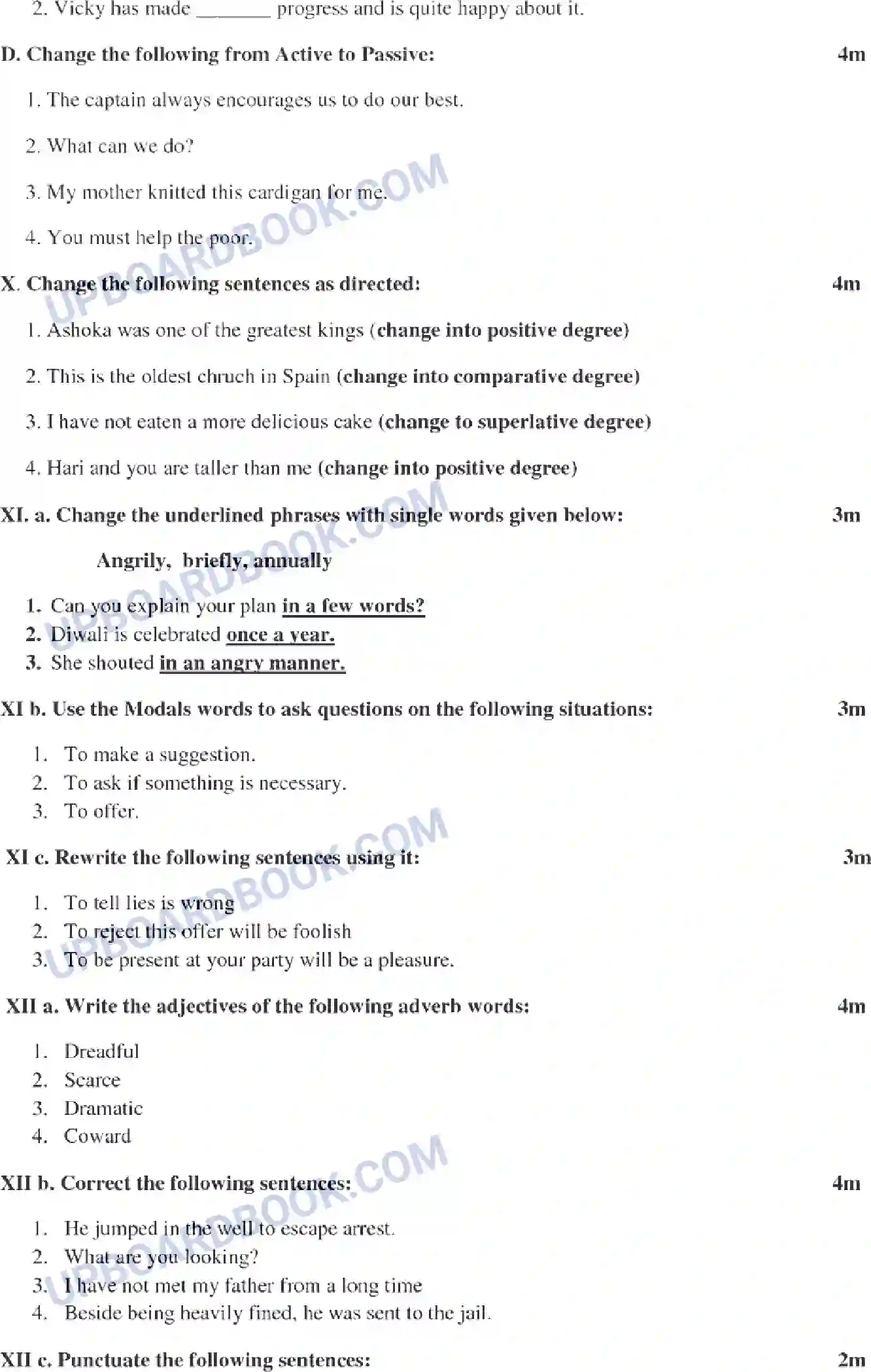 UP Board Class 8th English 2022 (Set ABC) Previous Year Question Paper Image 3