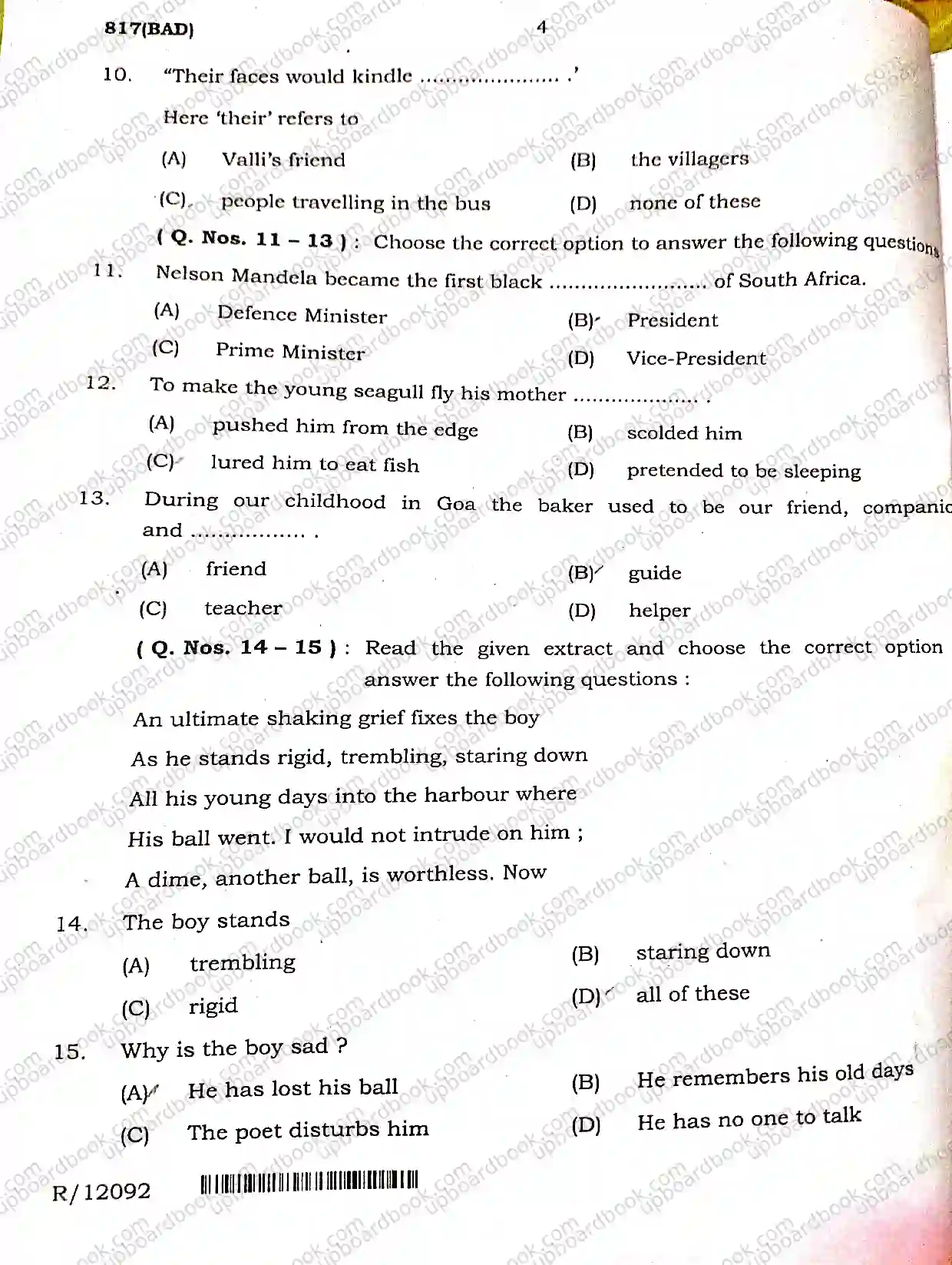 UP Board Class 10th English-817(BAD)-2025 Previous Year Question Paper Image 4