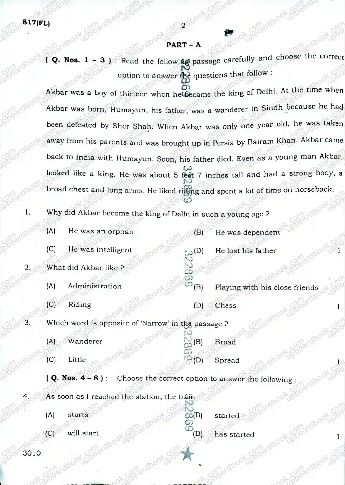 UP Board Class 10th English-817(FL)-2026 Previous Year Question Paper Image 2