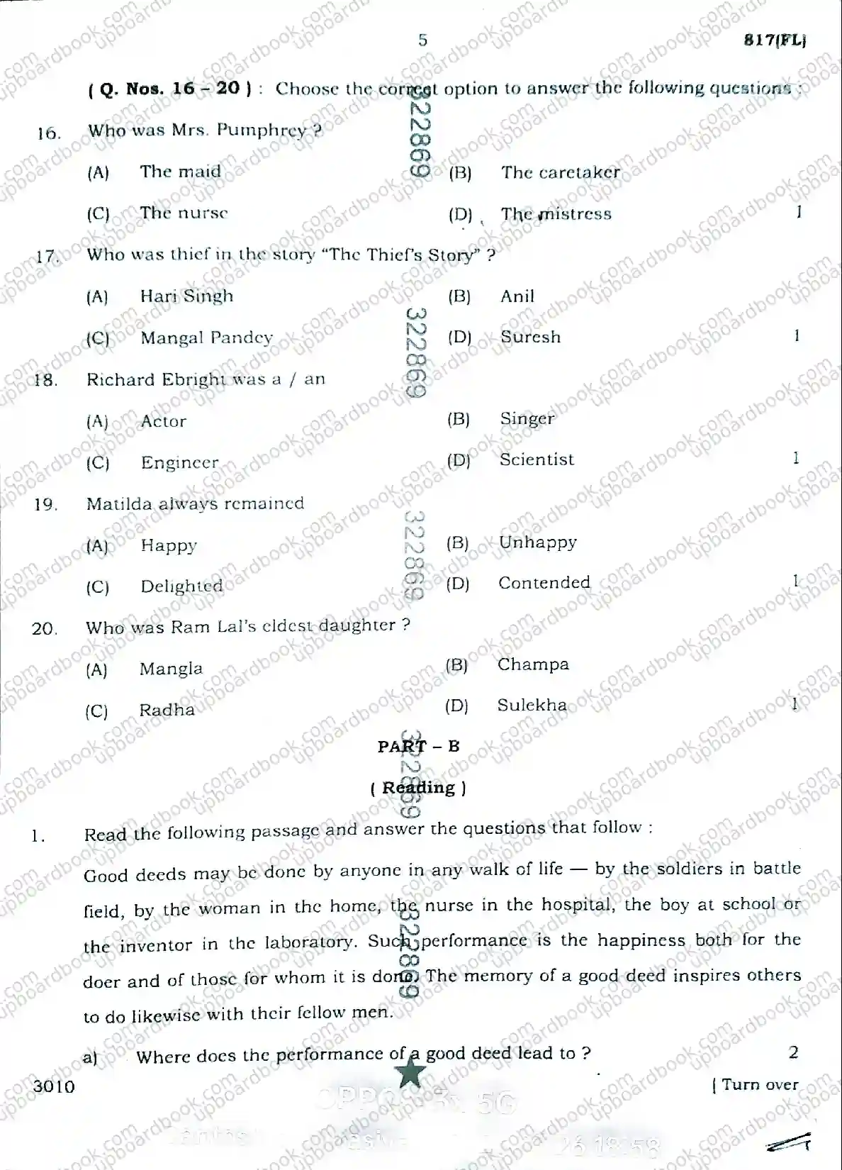 UP Board Class 10th English-817(FL)-2026 Previous Year Question Paper Image 5