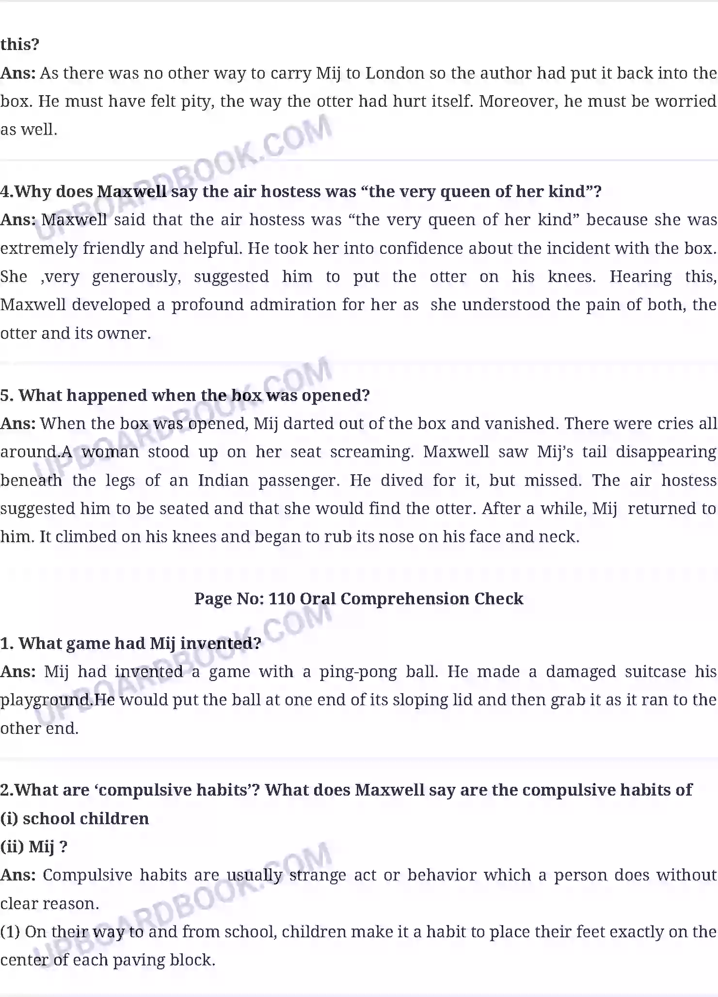UP Board Solution Class 10 English 8. Mijbil the Otter Image 3