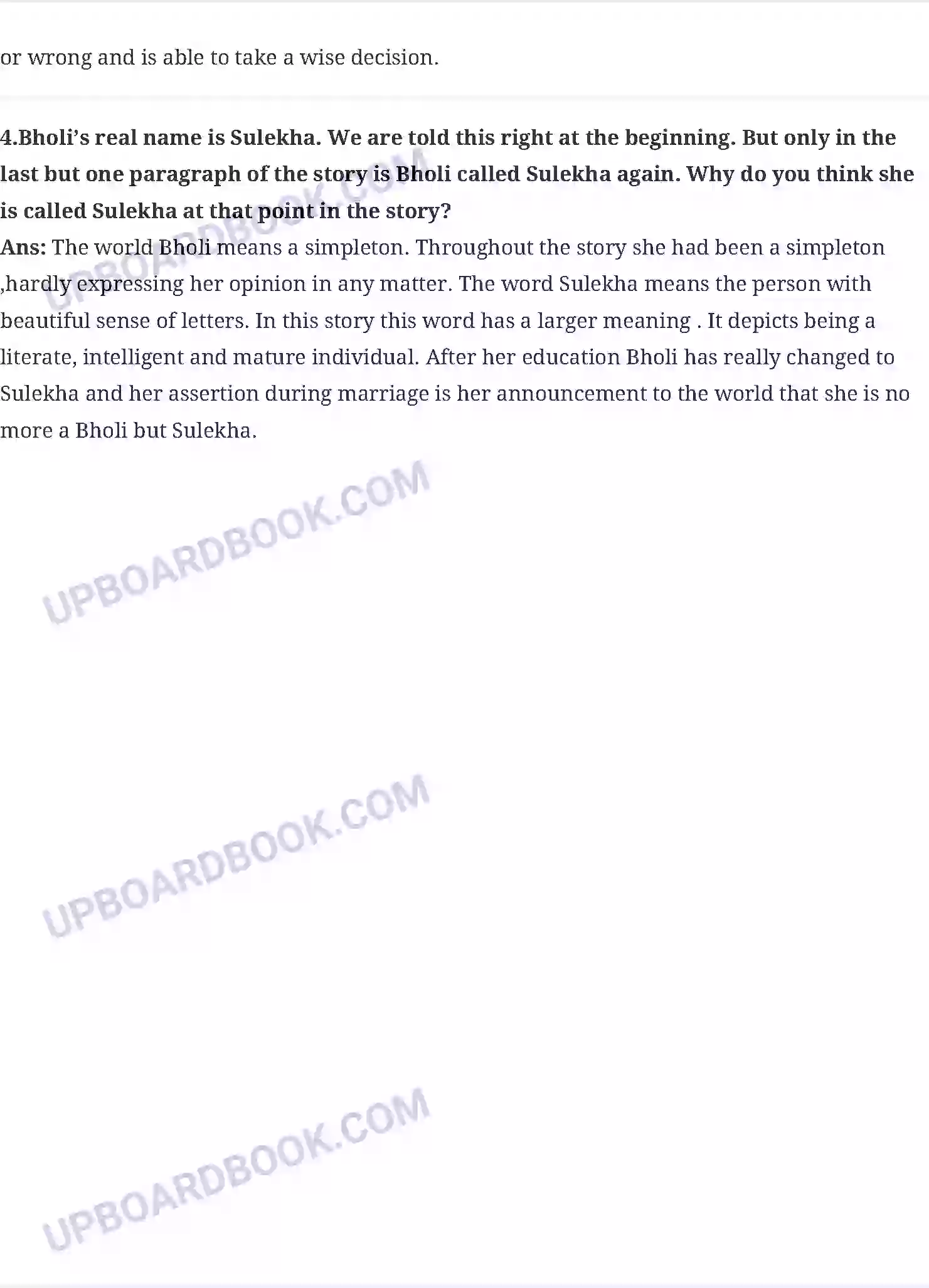 UP Board Solution Class 10 English 9. Bholi Image 3