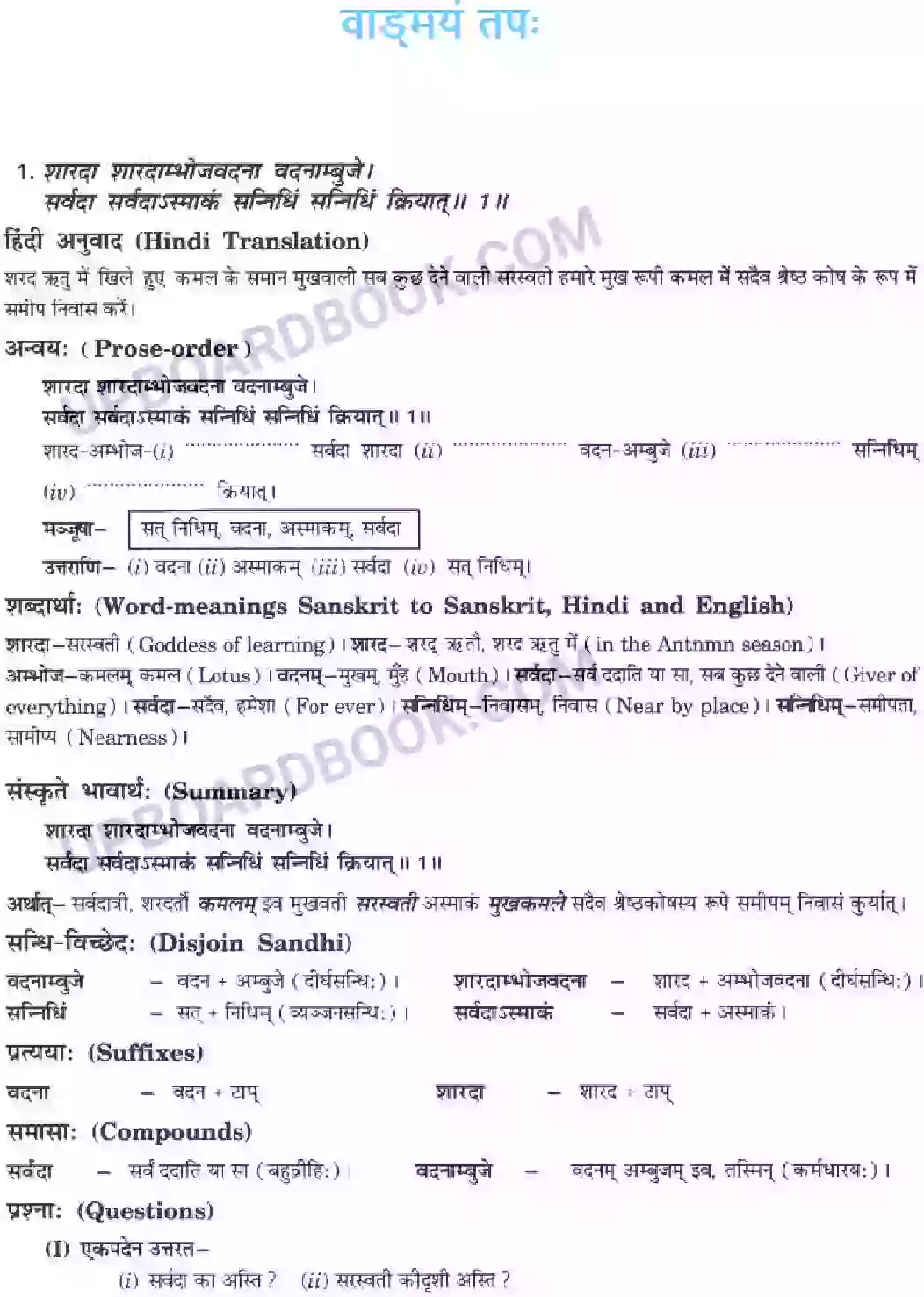 UP Board Solution class 10 Hindi 1. वाड्मयं तपः Image 1