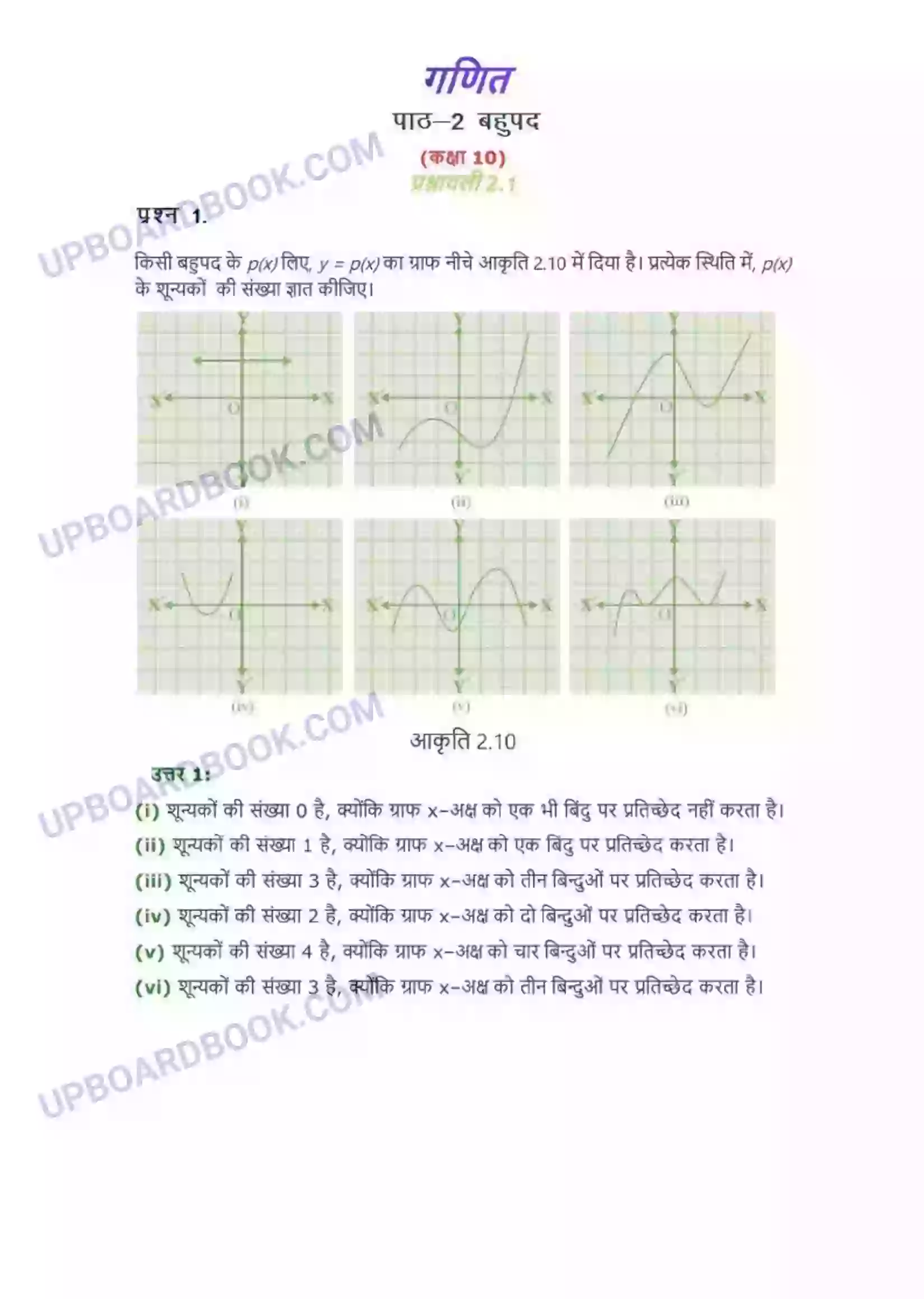 UP Board Solution class 10 Maths 2. बहुपद Image 1