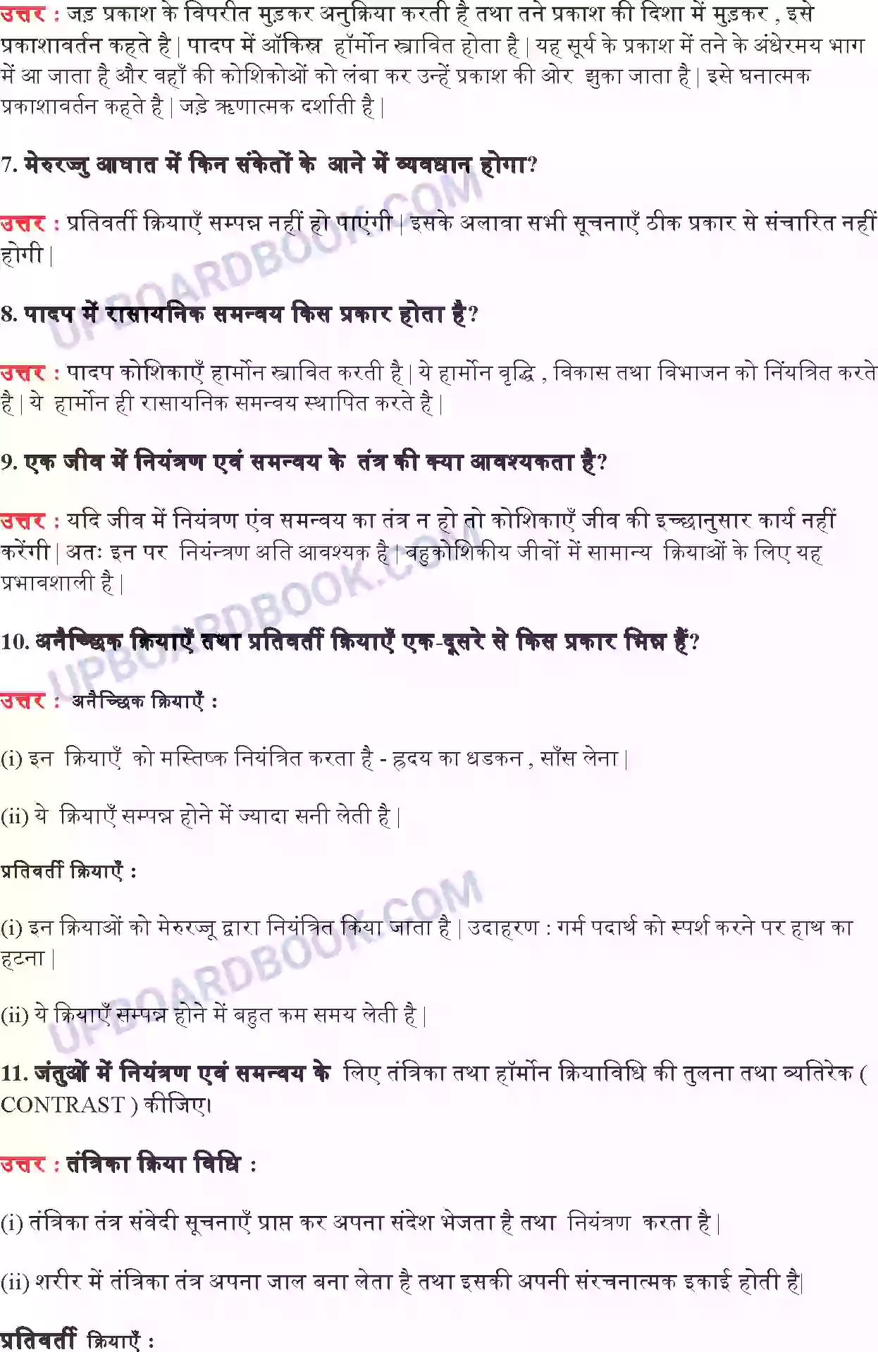 UP Board Solution Class 10 Science 7. नियंत्रण एवं समन्वय Image 4