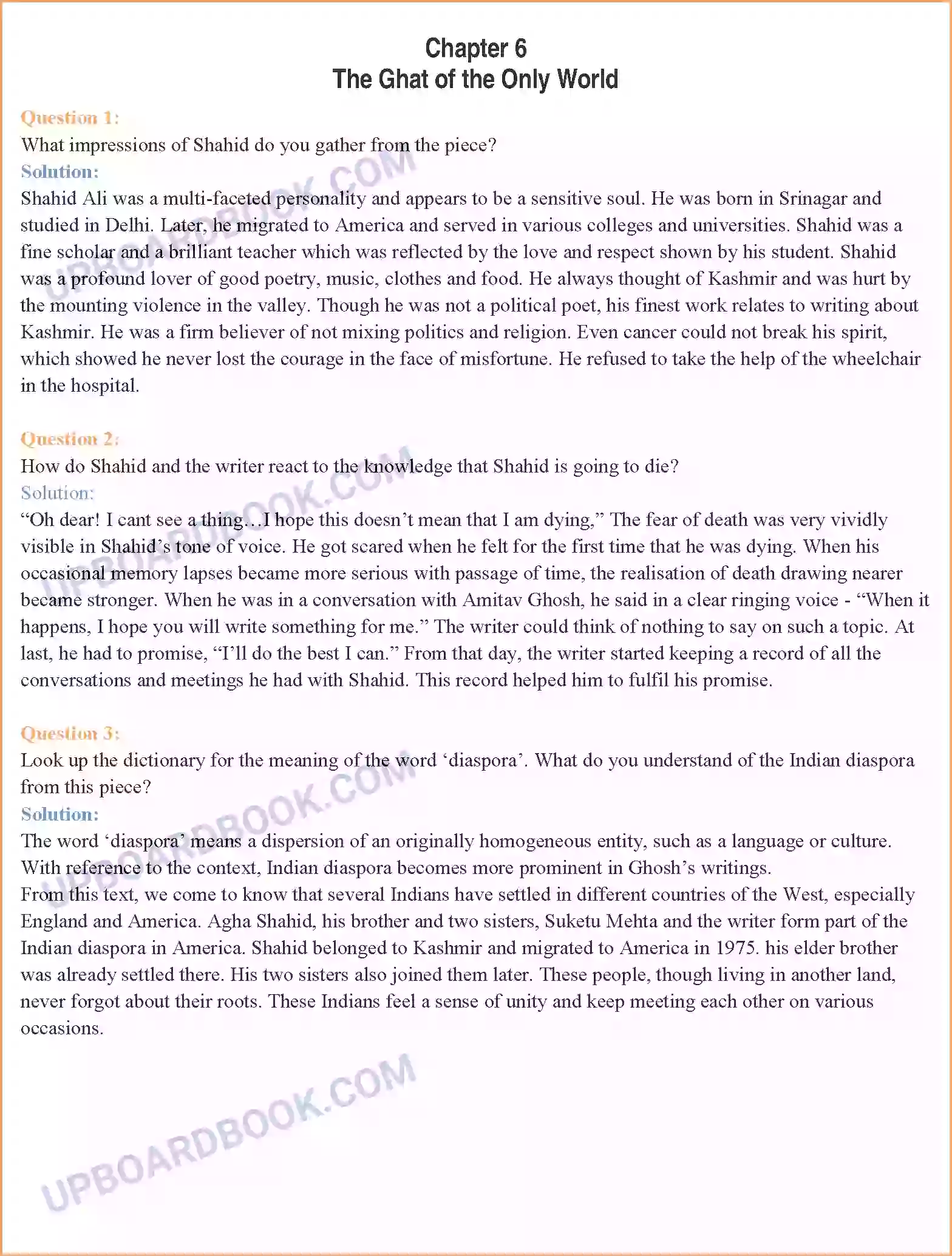 UP Board Solution class 11 English 6. The Ghat of the Only World Image 1