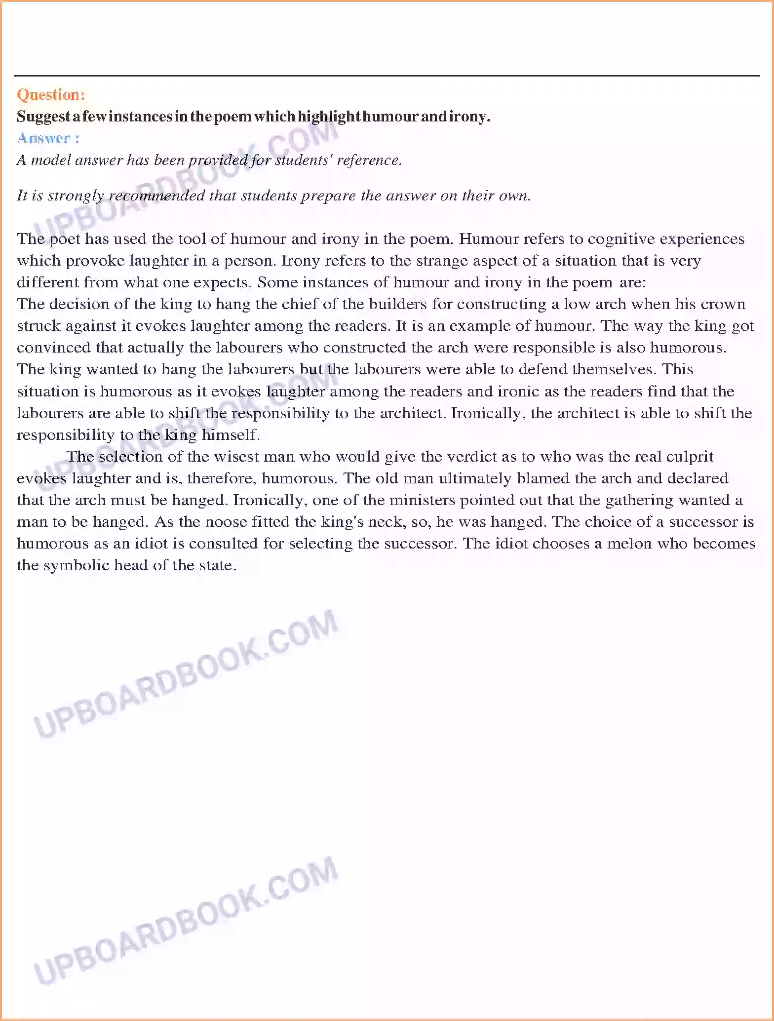 UP Board Solution class 11 English 8. The Tale of Melon City Image 3