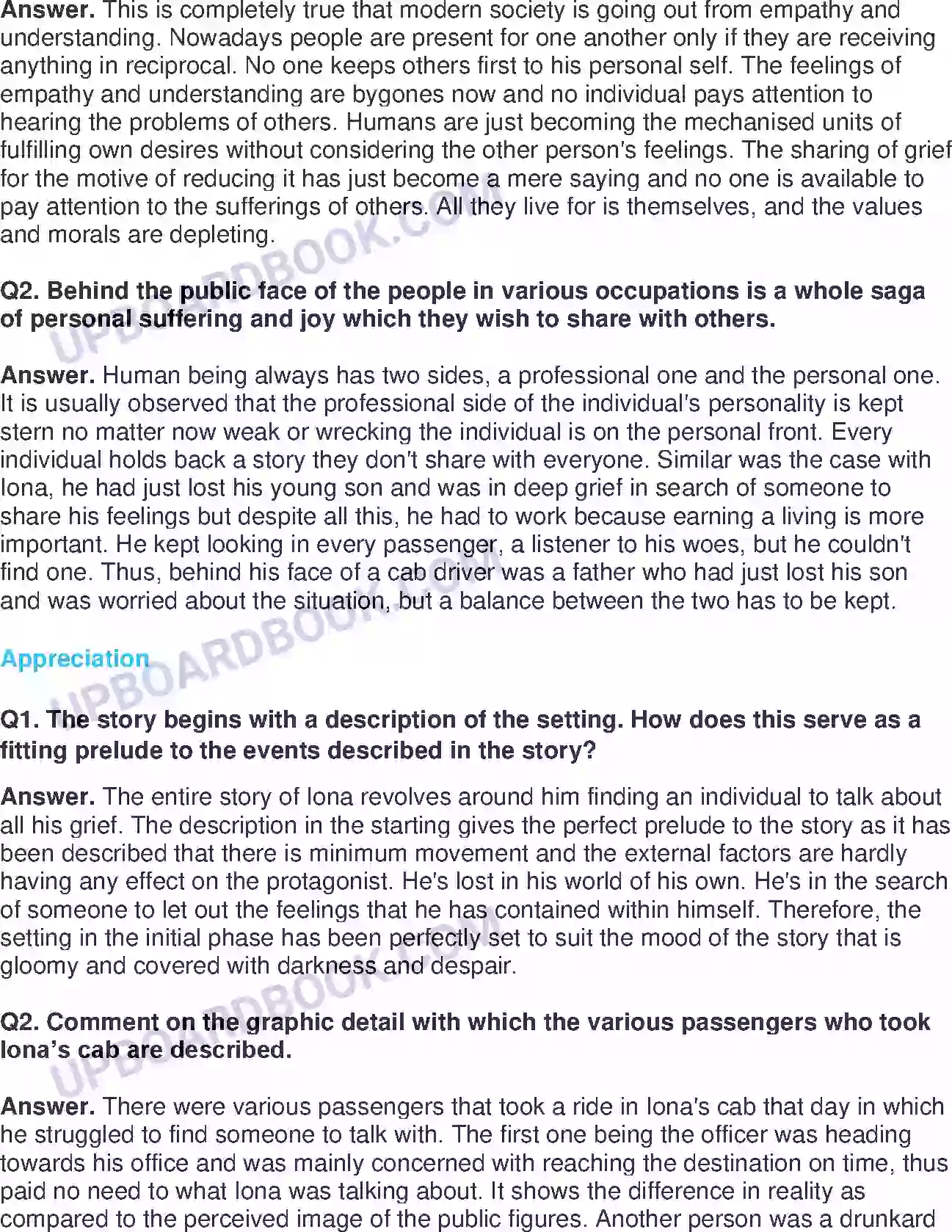 UP Board Solution class 11 English 1. The Lament - (Short Stories) Image 2