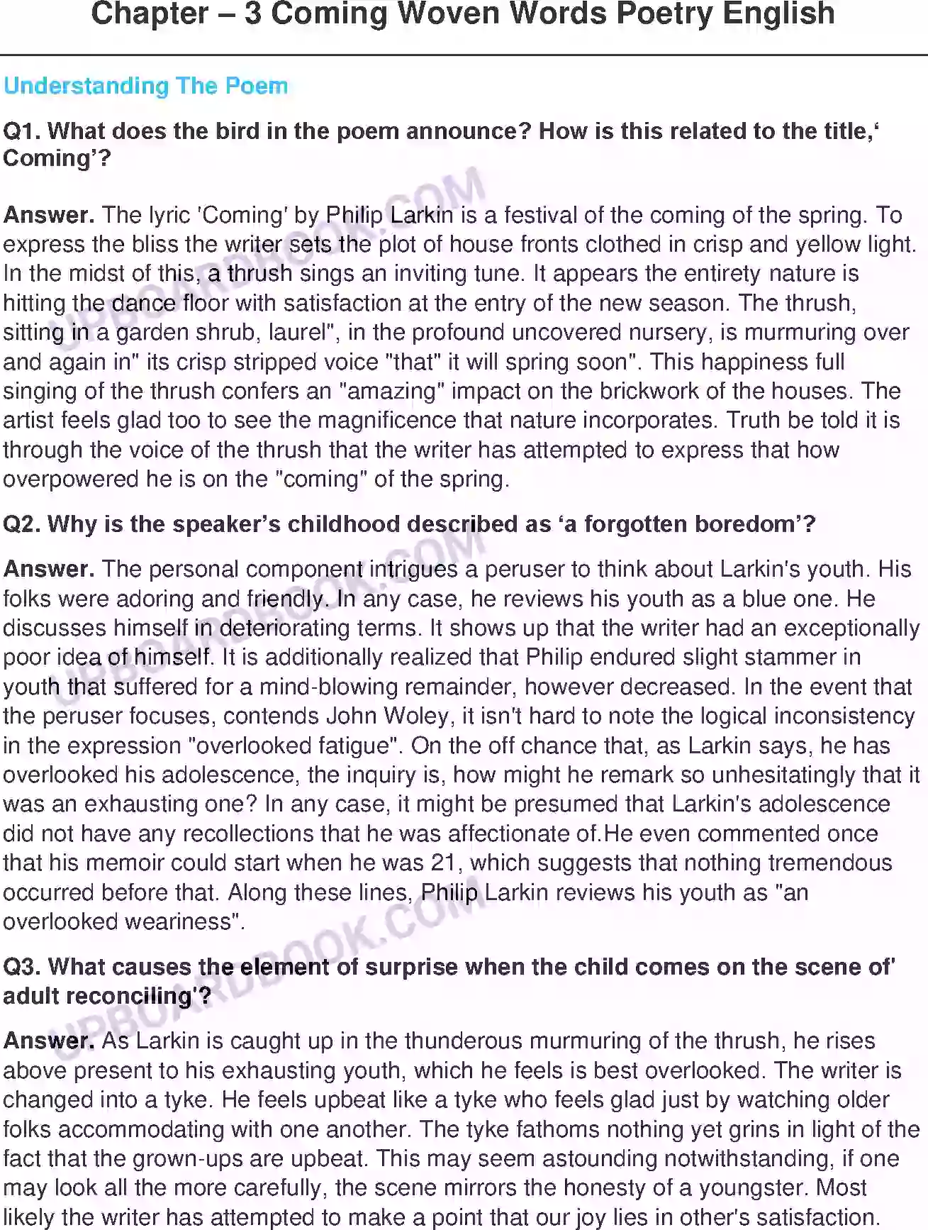 UP Board Solution Class 11 English 11. Coming Woven Words Poetry English - (Poetry) Image 1
