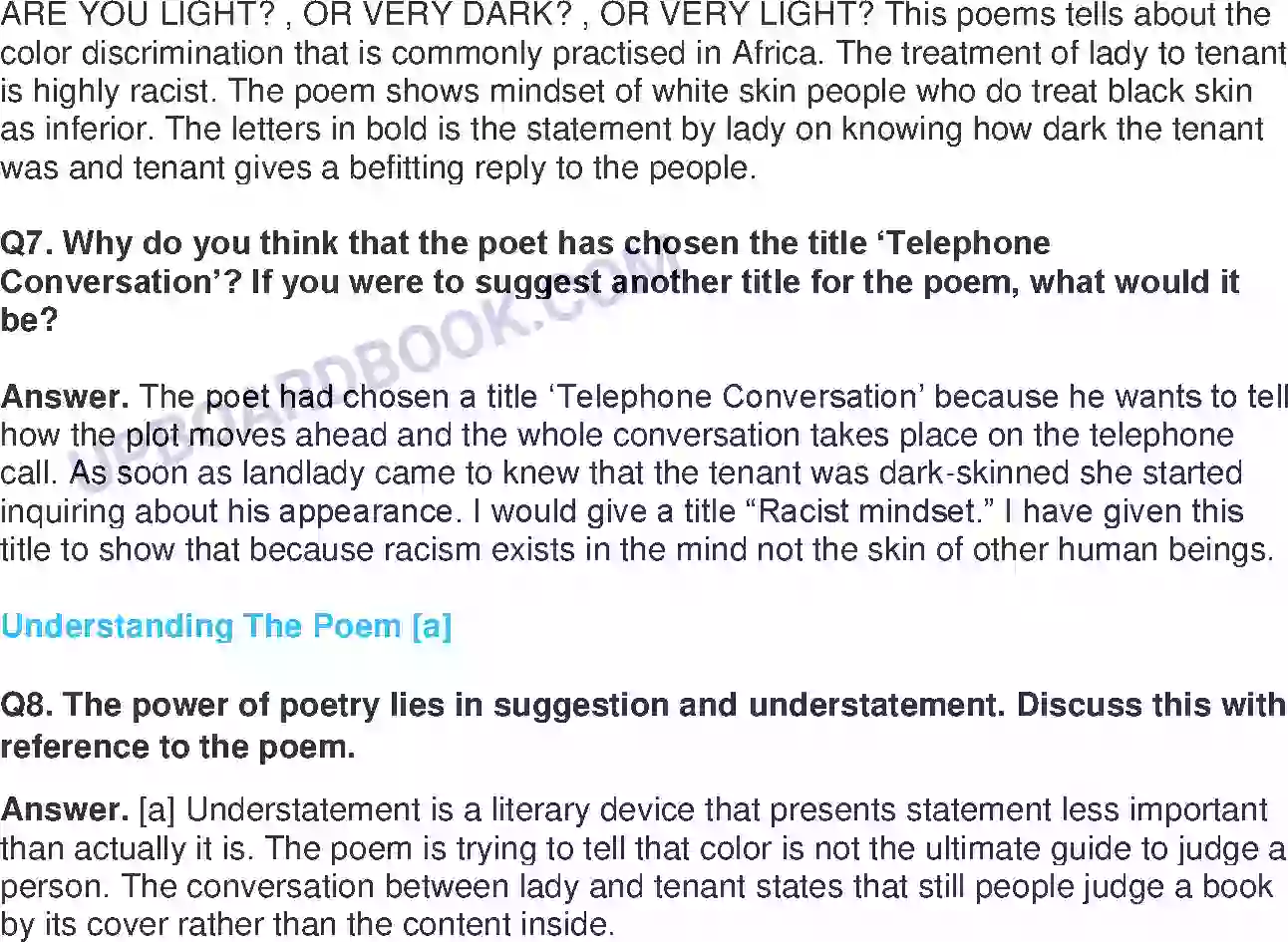 UP Board Solution class 11 English 12. Telephone Conversation - (Poetry) Image 2