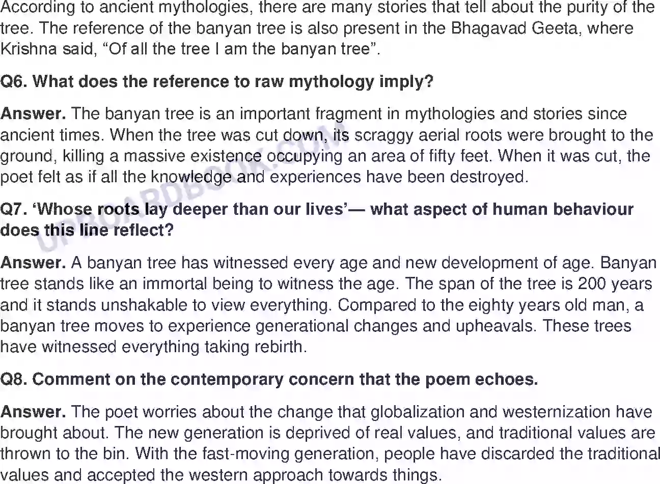 UP Board Solution class 11 English 18. Felling Of The Banyan Tree - (Poetry) Image 2