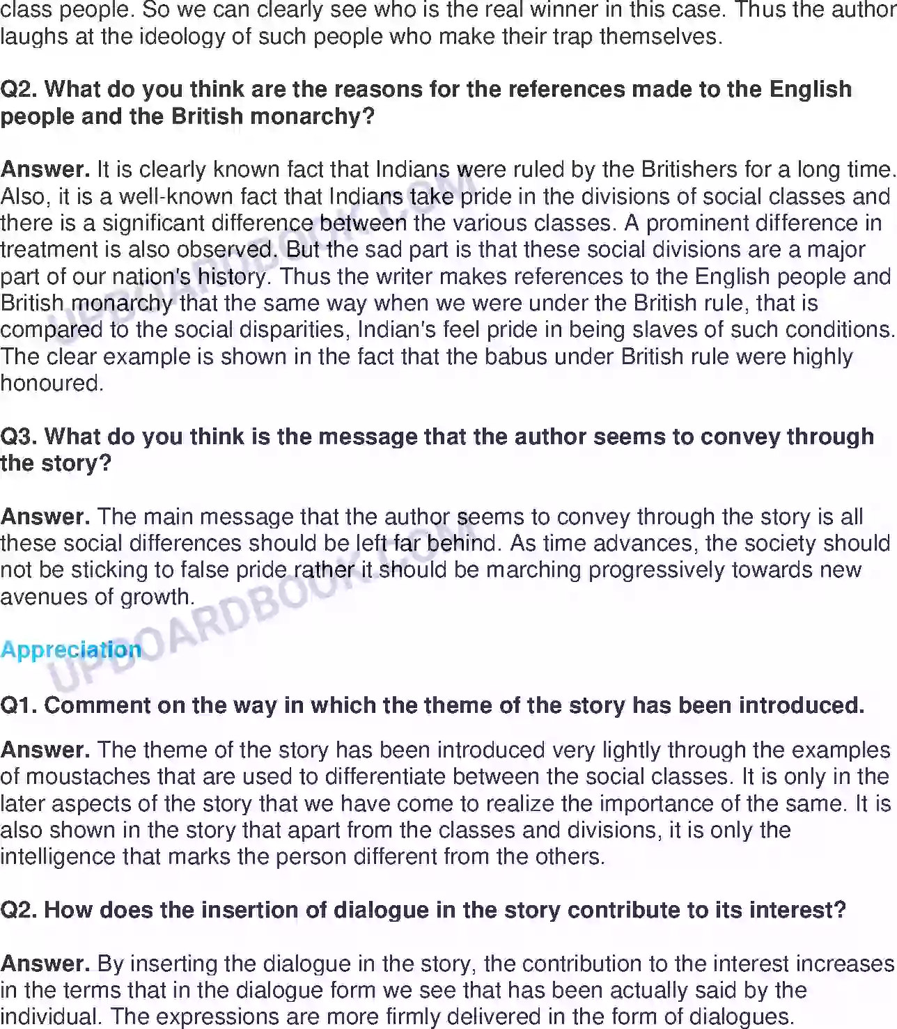UP Board Solution class 11 English 2. A Pair Of Mustachios - (Short Stories) Image 2
