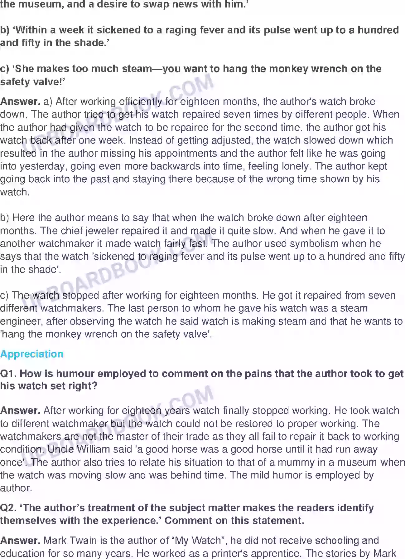 UP Board Solution class 11 English 21. My Watch - (Essays) Image 2