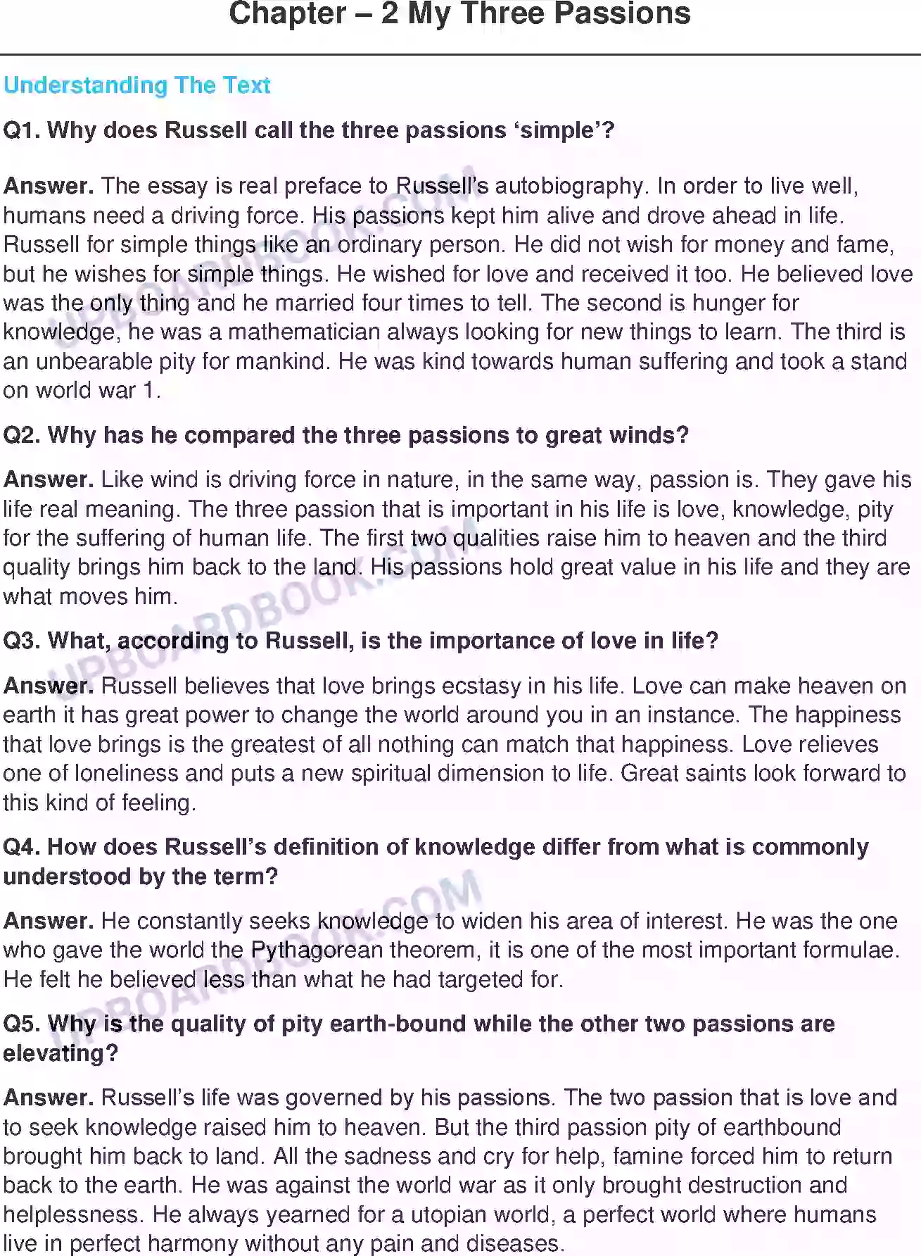 UP Board Solution class 11 English 22. My Three Passions - (Essays) Image 1