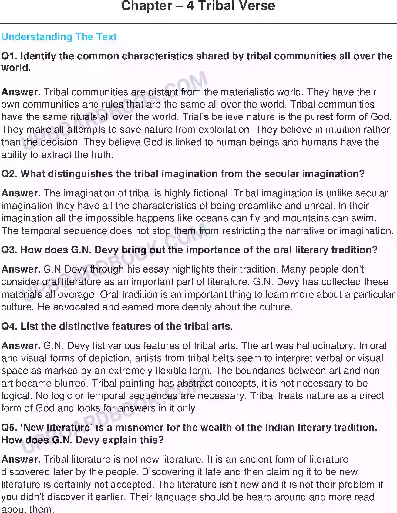 UP Board Solution class 11 English 24. Tribal Verse - (Essays) Image 1