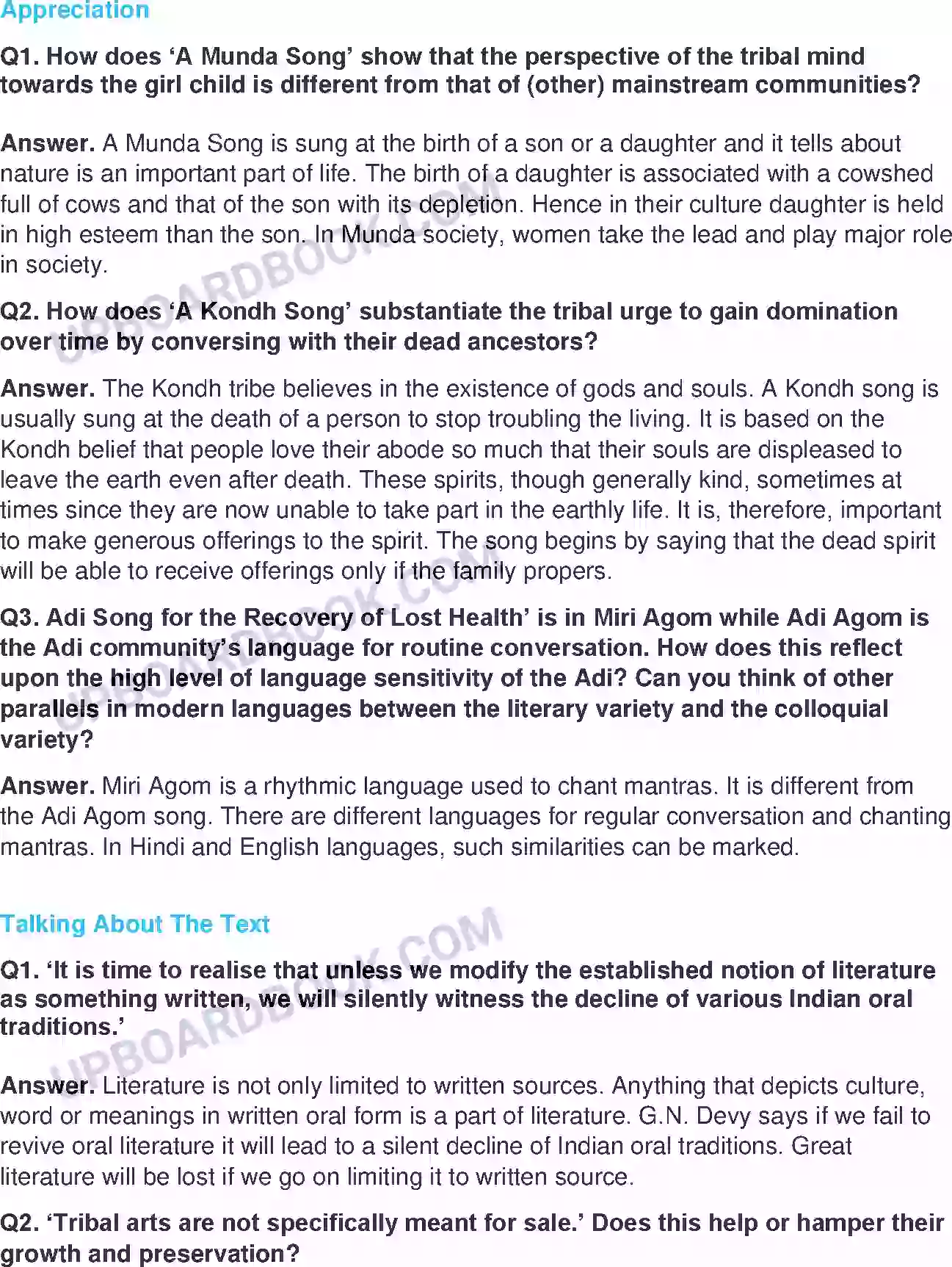 UP Board Solution class 11 English 24. Tribal Verse - (Essays) Image 2