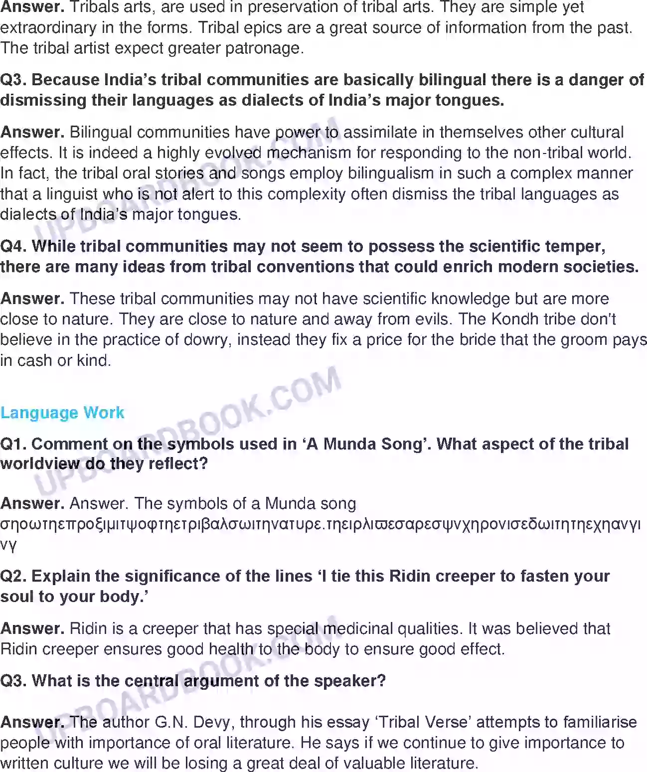UP Board Solution class 11 English 24. Tribal Verse - (Essays) Image 3
