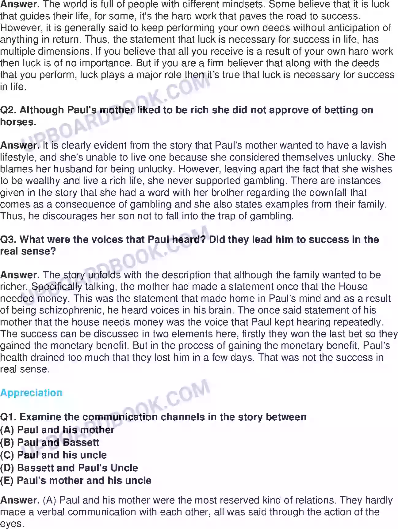 UP Board Solution class 11 English 3. The Rocking Horse Winner - (Short Stories) Image 2