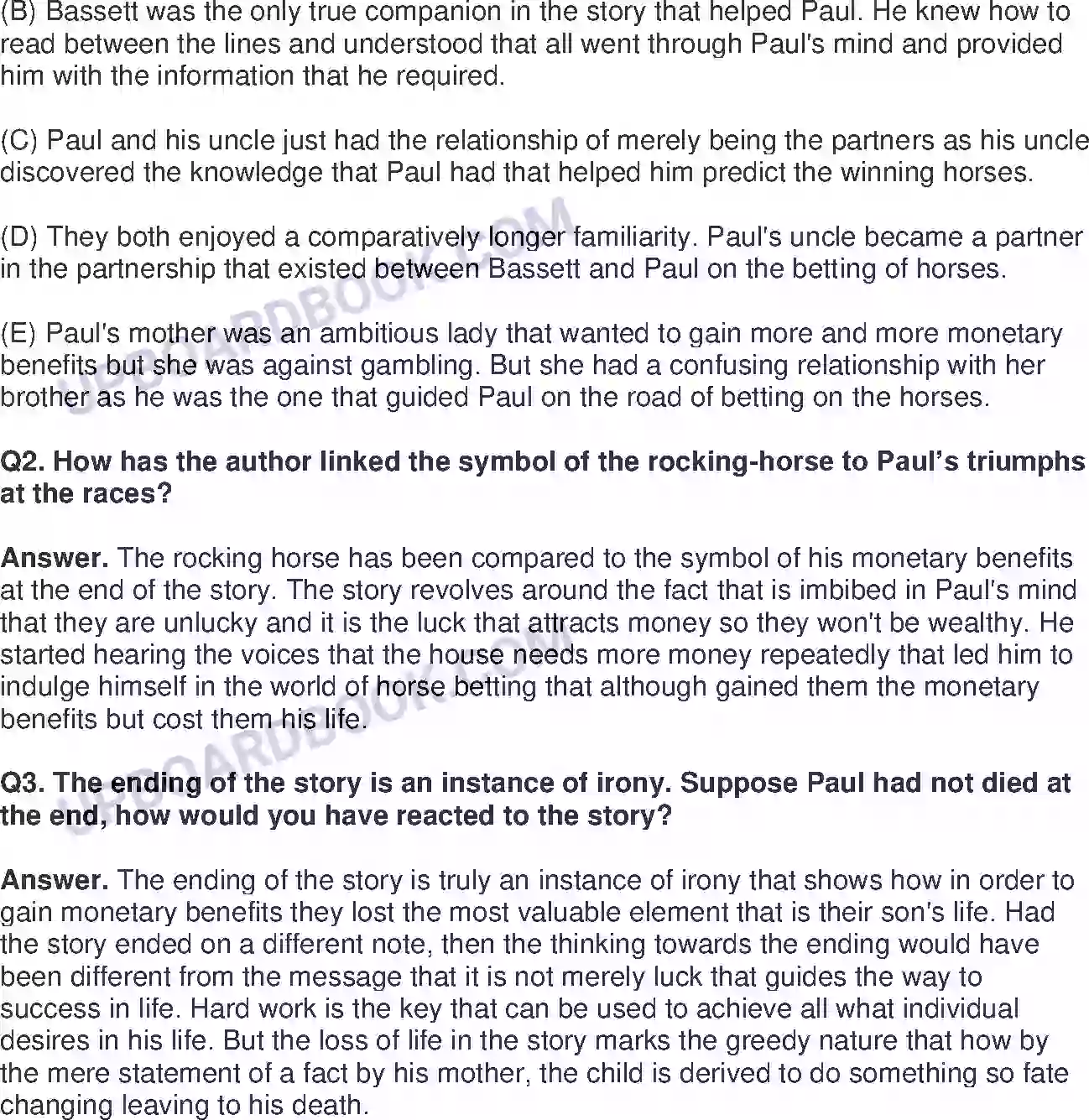 UP Board Solution class 11 English 3. The Rocking Horse Winner - (Short Stories) Image 3