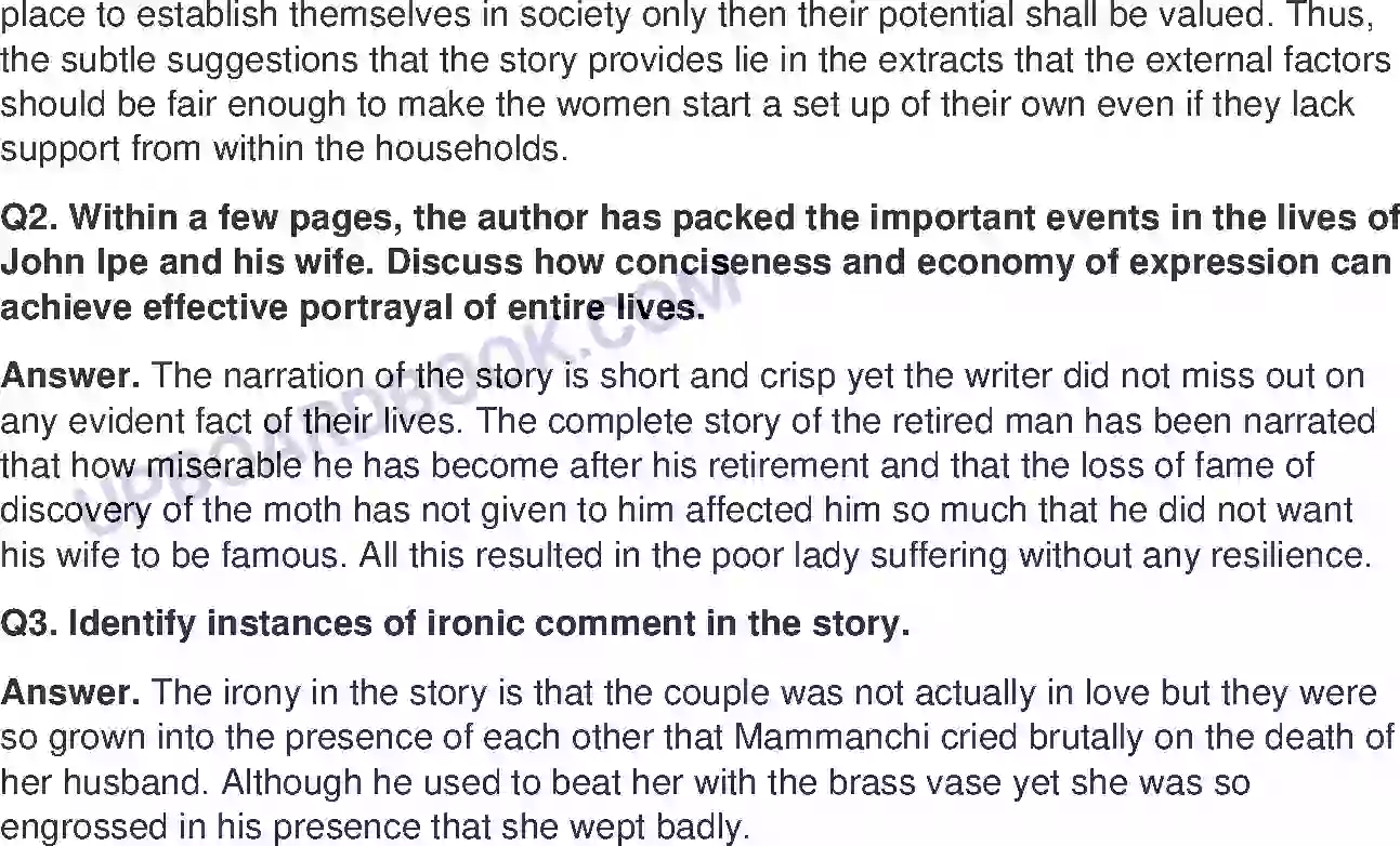 UP Board Solution class 11 English 5. Pappachi’s Moth - (Short Stories) Image 3