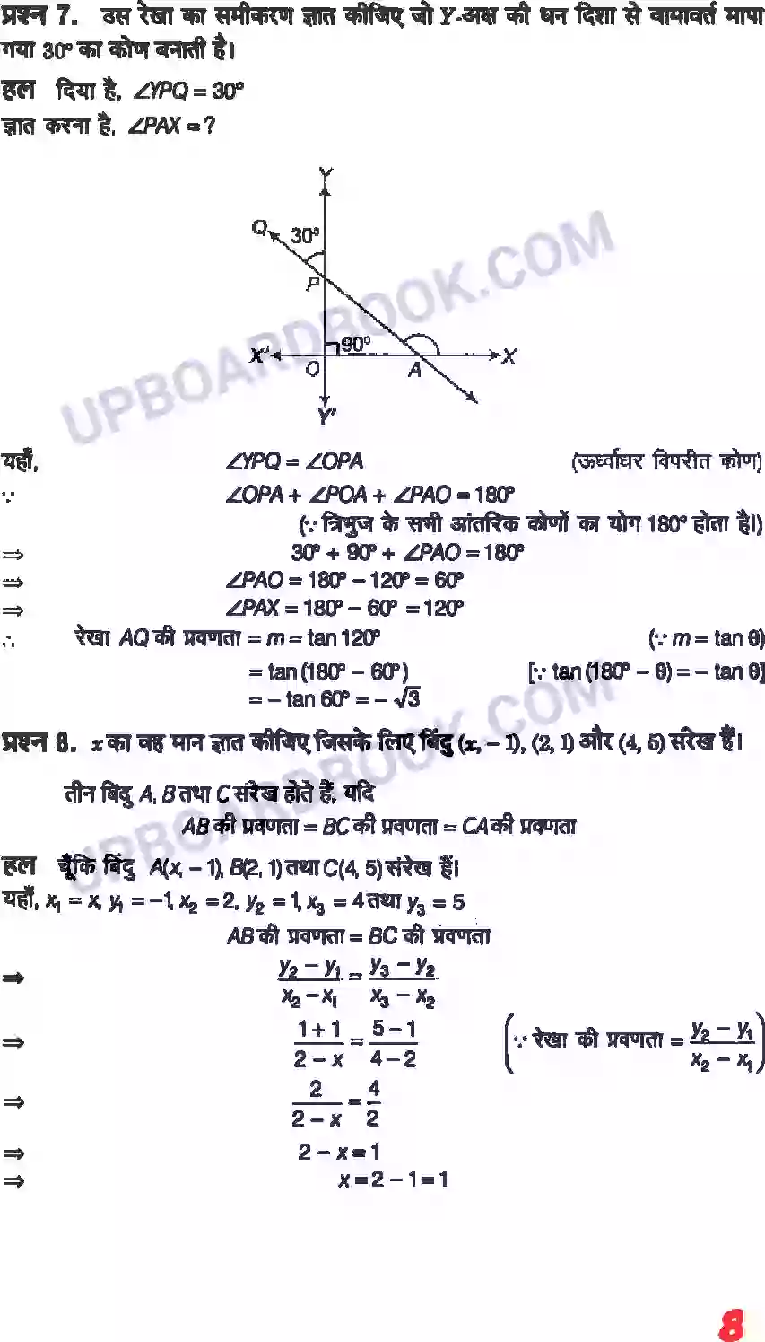 UP Board Solution class 11 Maths 10. सरल रेखाएँ Image 6