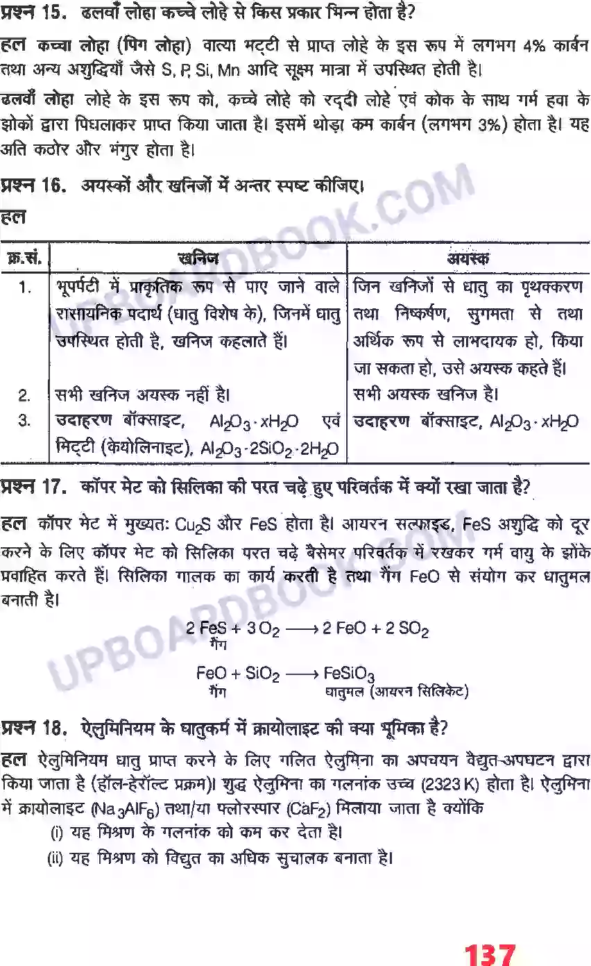 UP Board Solution Class 12 Chemistry 6. तत्वों के निष्कर्षण के सिद्धांत एवं प्रक्रम Image 7