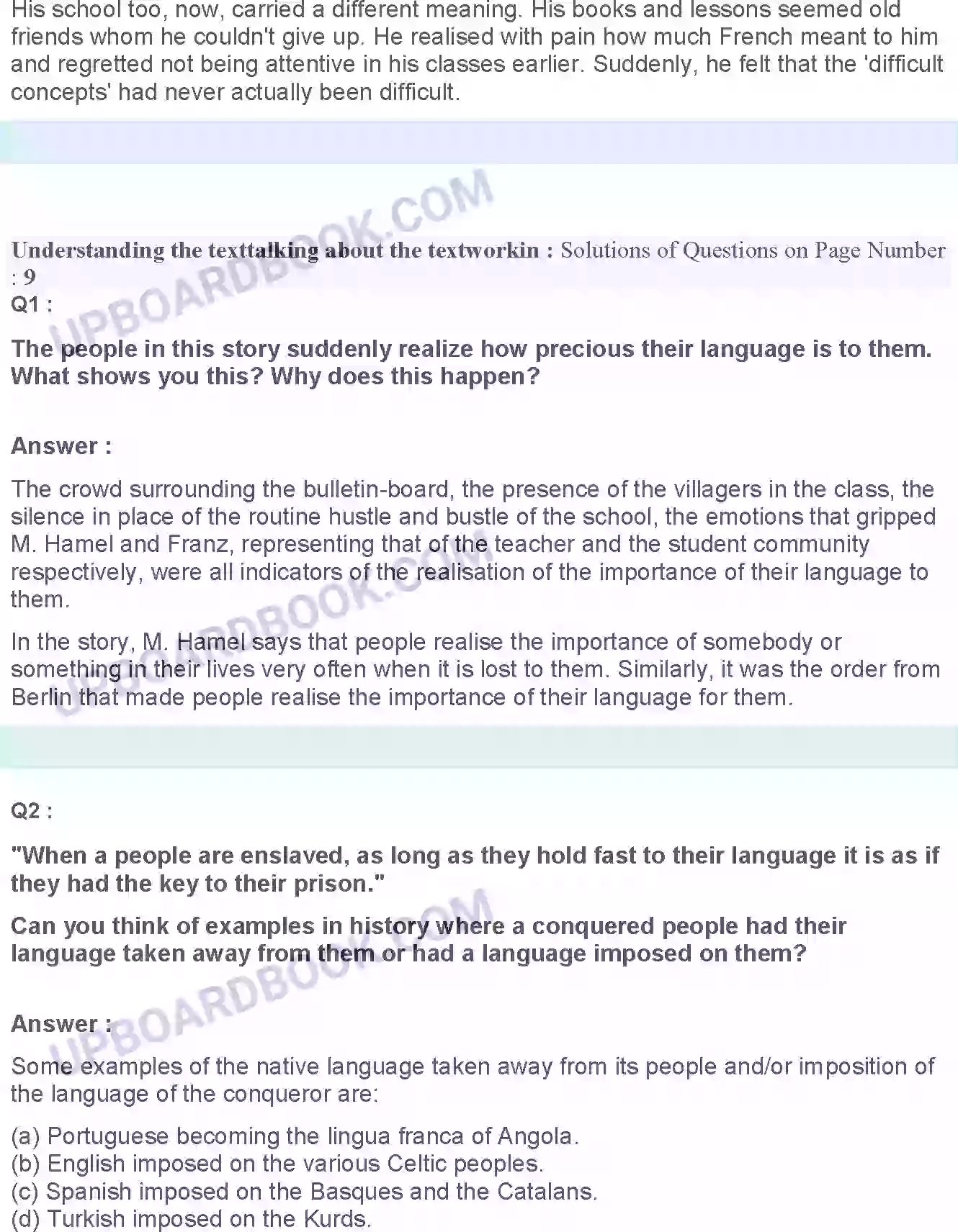 UP Board Solution class 12 English 1. The Last Lesson Image 3