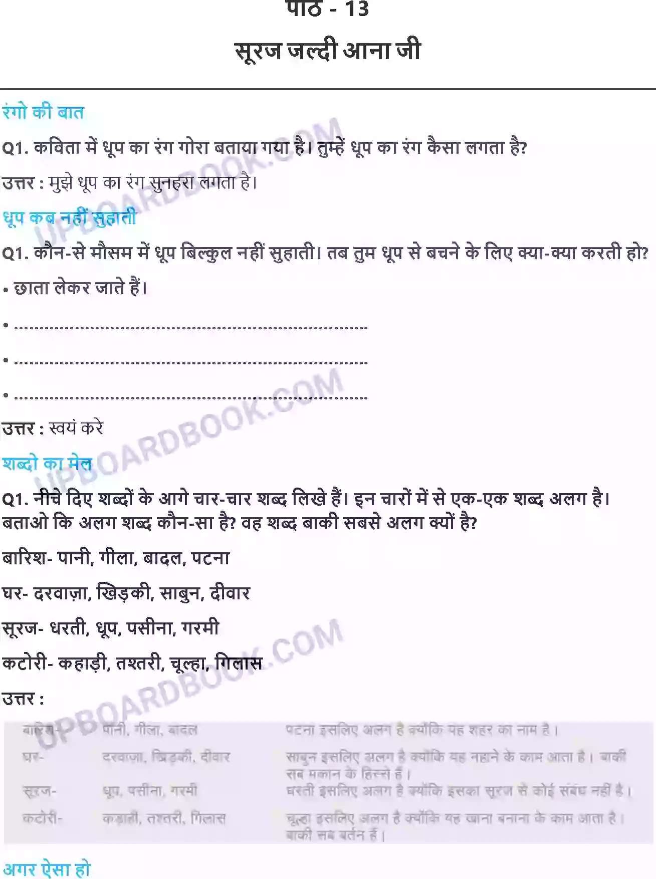 UP Board Solution class 2 Hindi 13. सूरज जल्दी आना जी Image 1