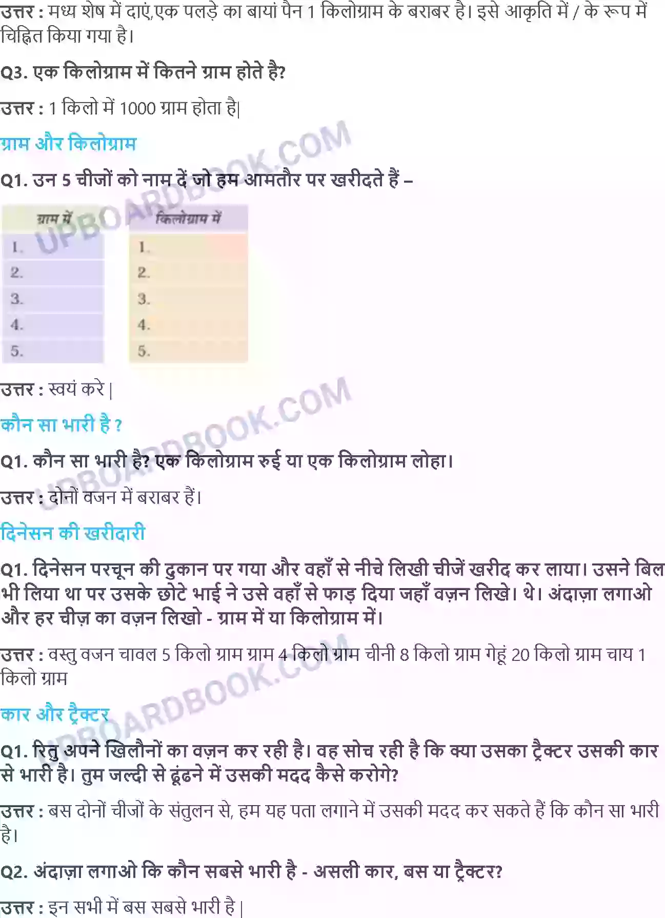 UP Board Solution Class 4 Maths 12. कितना भारी कितना हल्का Image 3