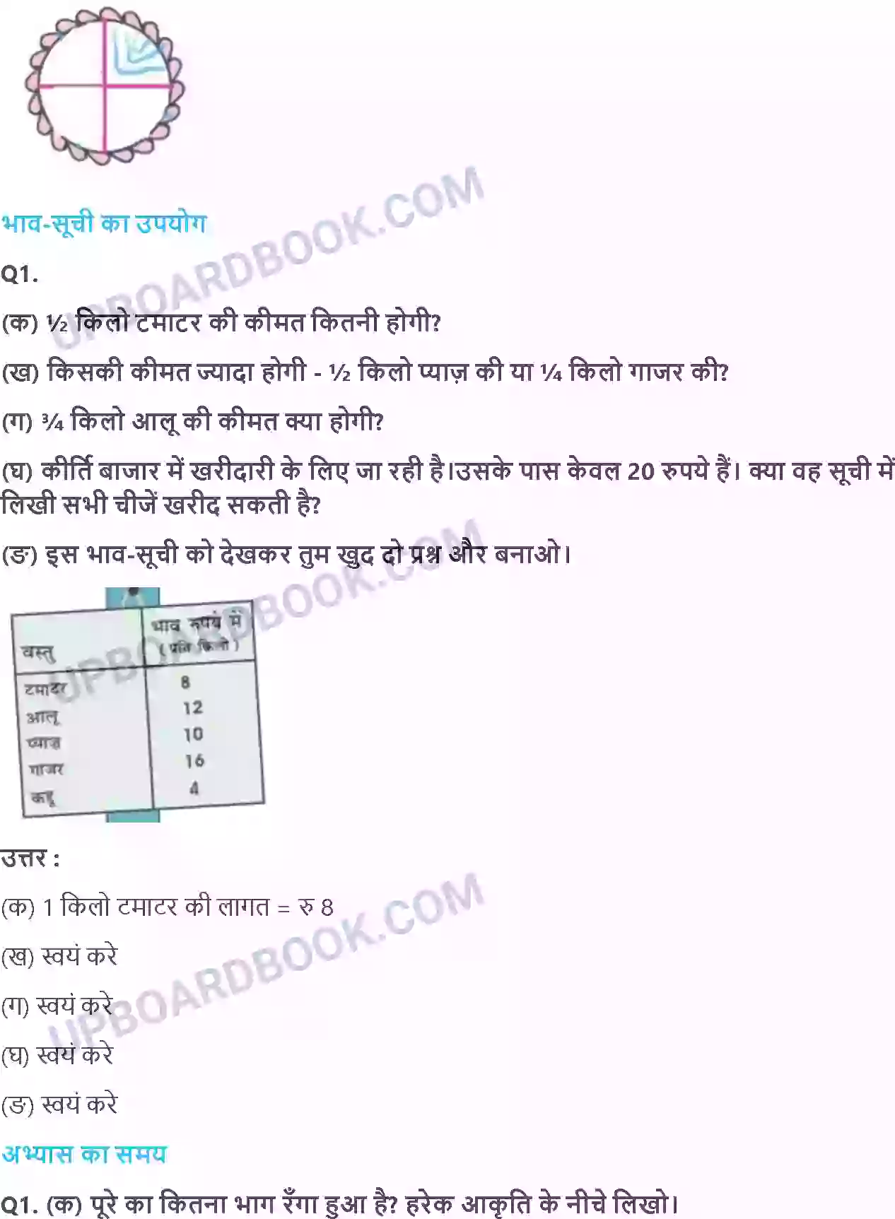 UP Board Solution Class 4 Maths 9. आधा और चौथाई Image 3