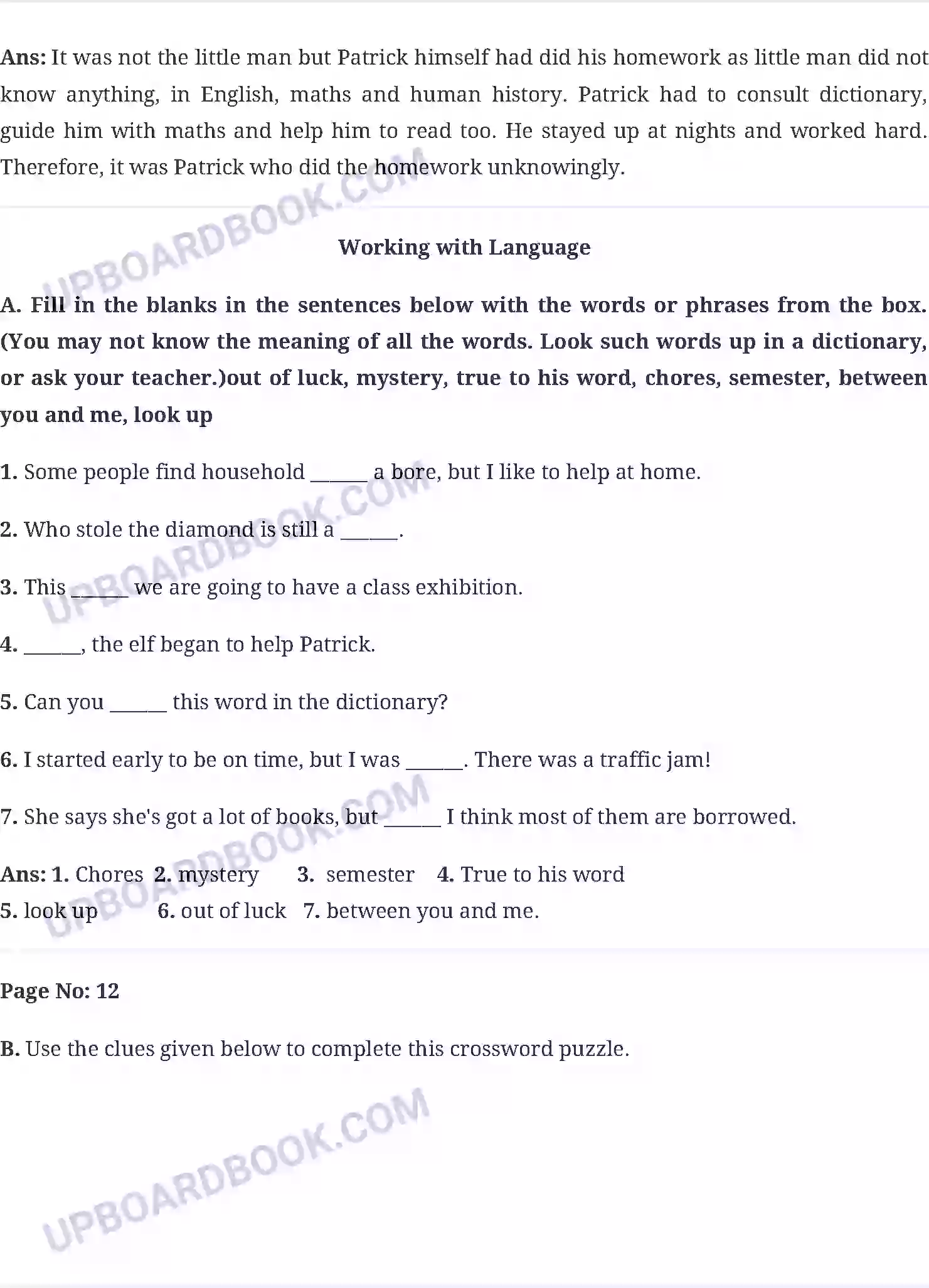 UP Board Solution Class 6 English 1. Who Did Patricks Homework Image 2