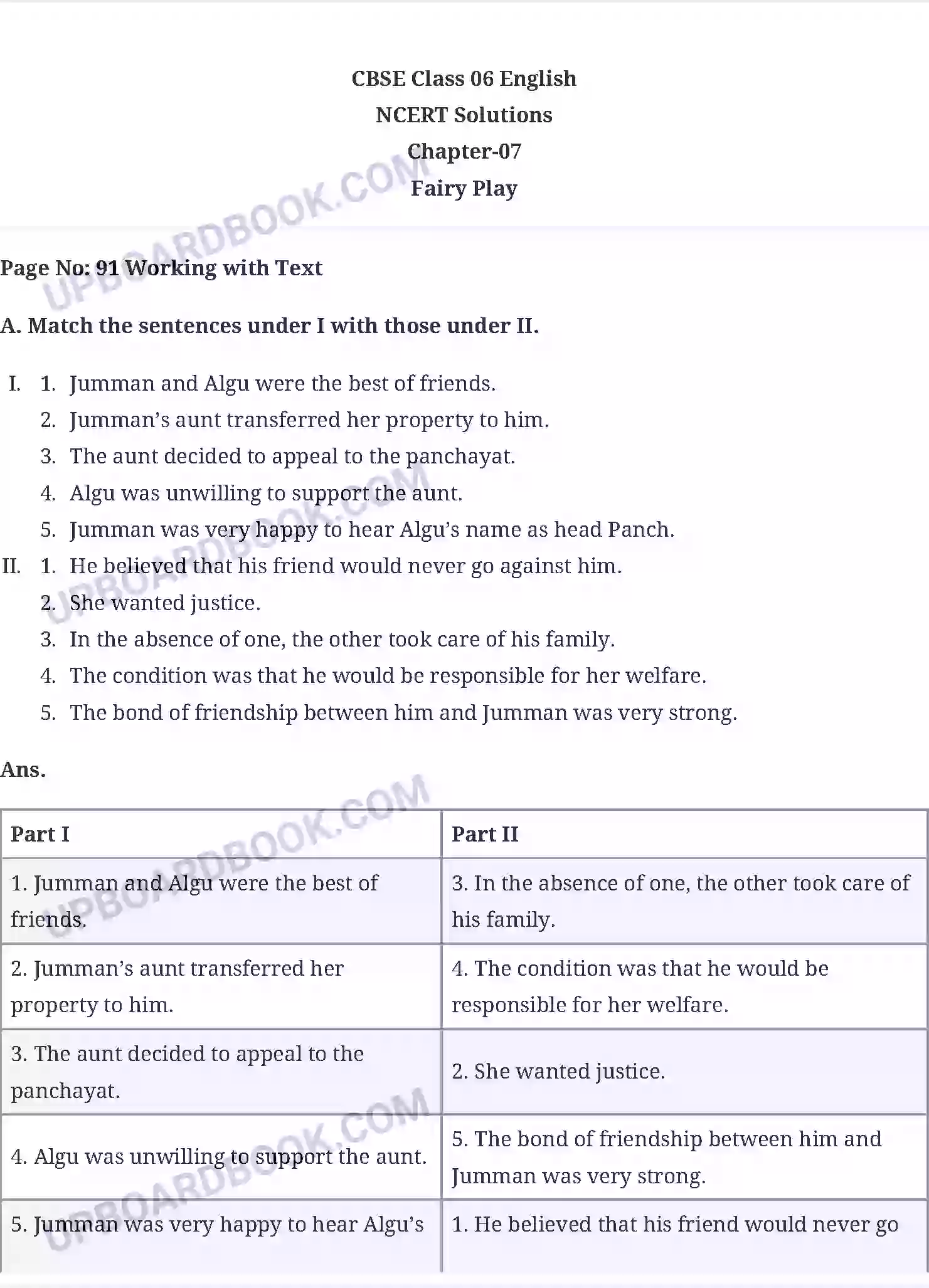 UP Board Solution Class 6 English 7. Fairy Play Image 1