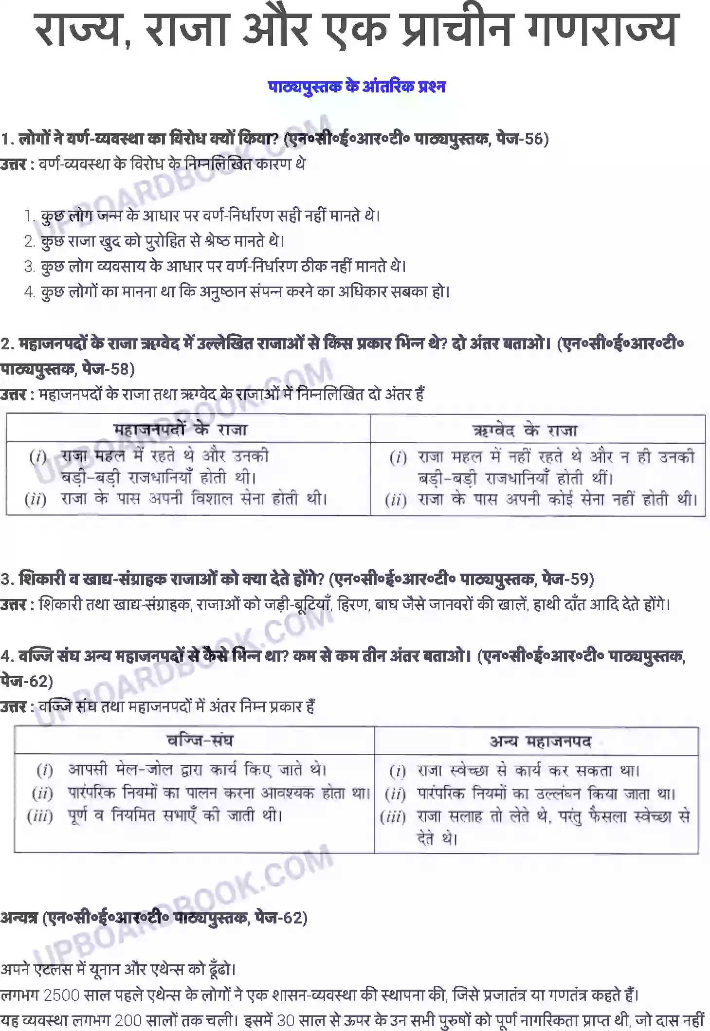 UP Board Solution class 6 History 6. राज्य; राजा और प्राचीन गणराज्य Image 1