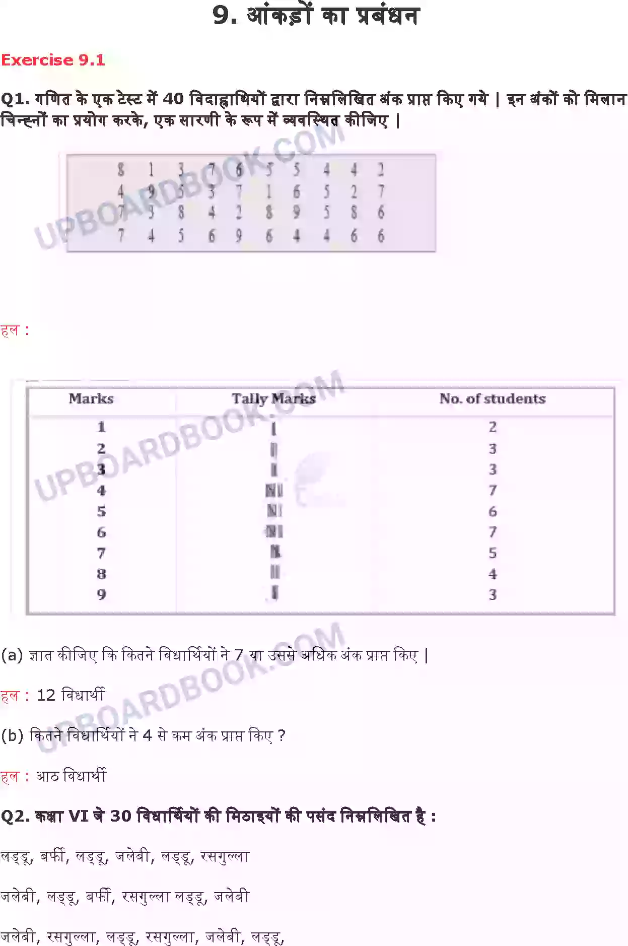 UP Board Solution class 6 Maths 9. आँकड़ों का प्रबंधन प्रायोगिक ज्यामिति Image 1