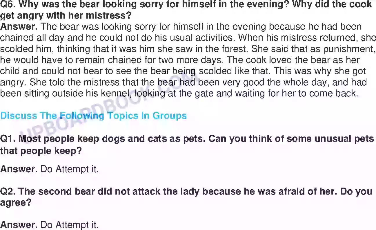 UP Board Solution class 7 English 8. The Bear Story Image 2