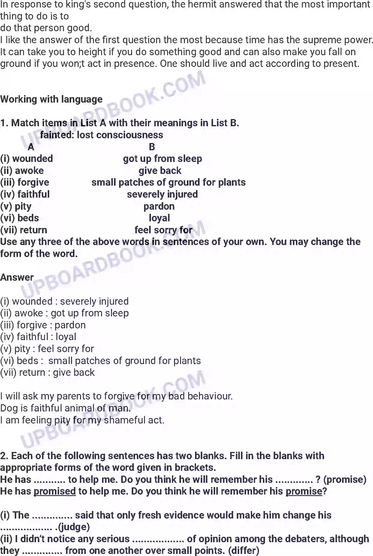 UP Board Solution class 7 English 1. Three Questions Image 4