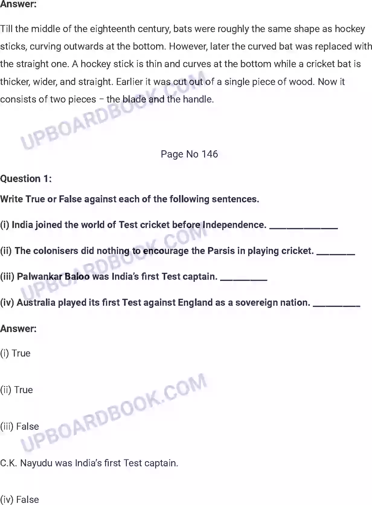 UP Board Solution class 7 English 10. The Story of Cricket Image 2