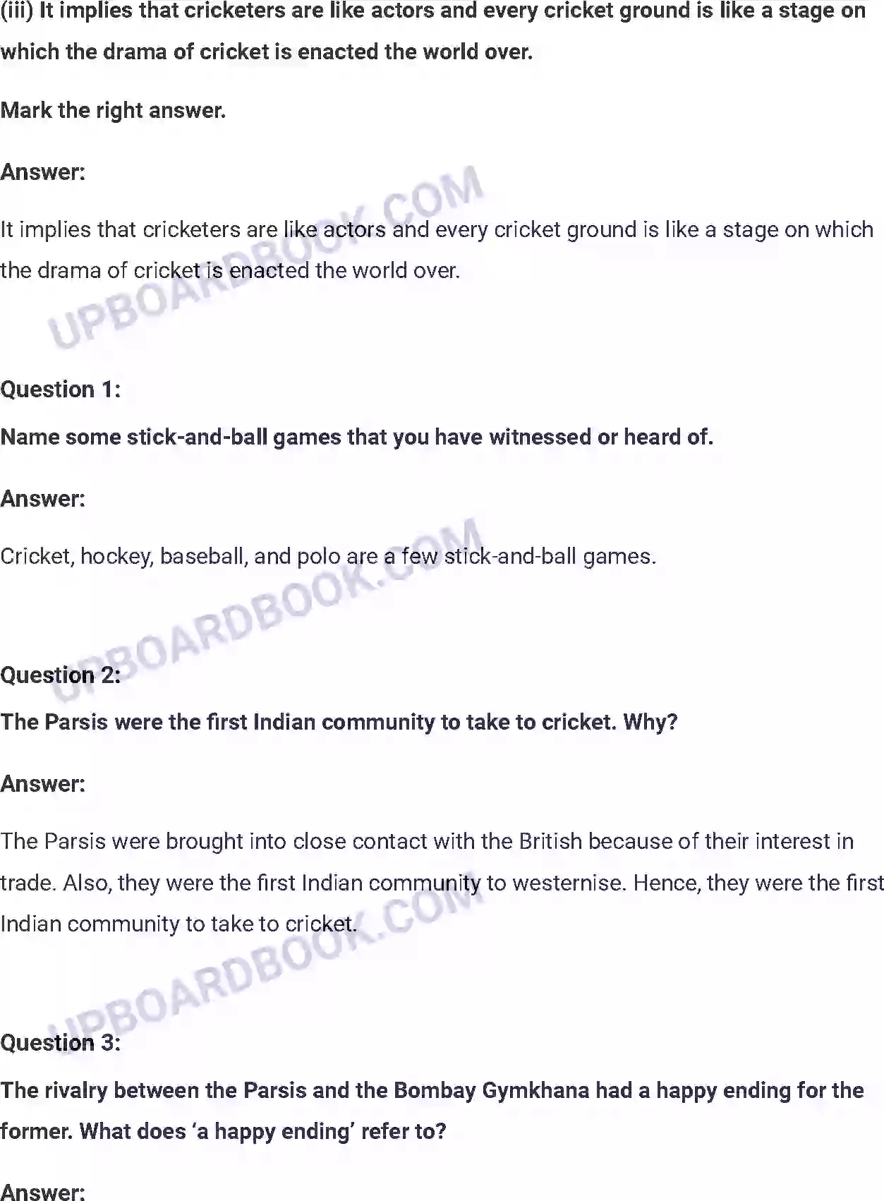 UP Board Solution class 7 English 10. The Story of Cricket Image 4