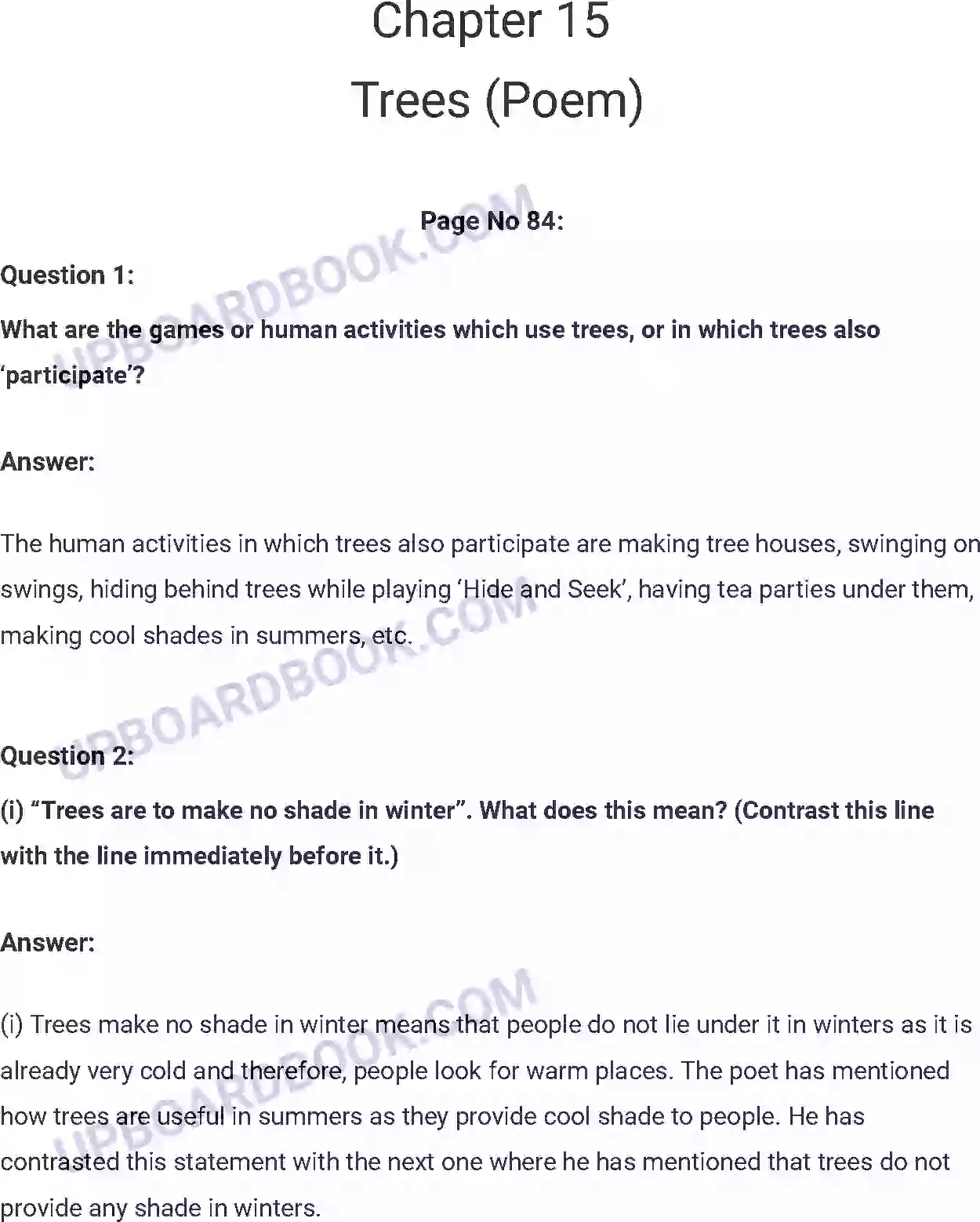 UP Board Solution Class 7 English 15. Trees (Poem) Image 1