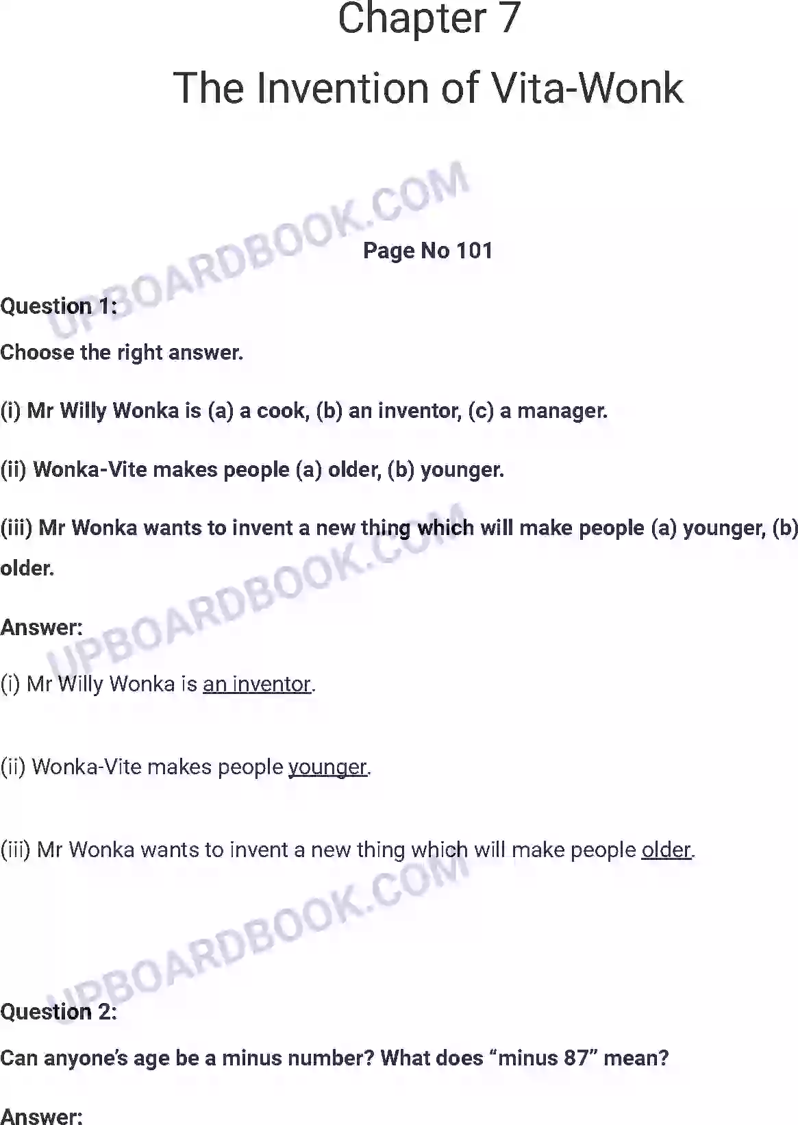 UP Board Solution Class 7 English 7. The Invention of Vita-Wonk Image 1