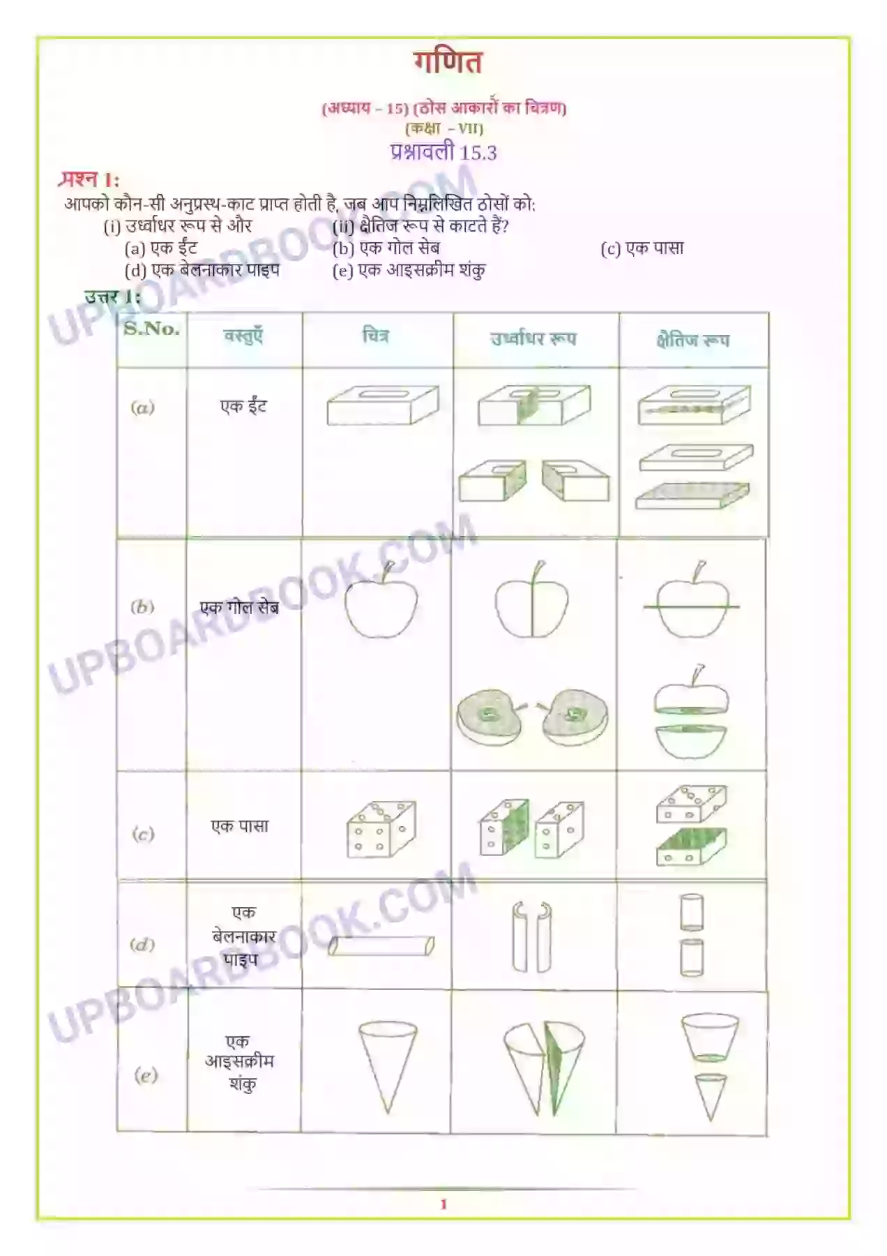 UP Board Solution class 7 Maths 15. ठोस आकारों का चित्रण Image 7