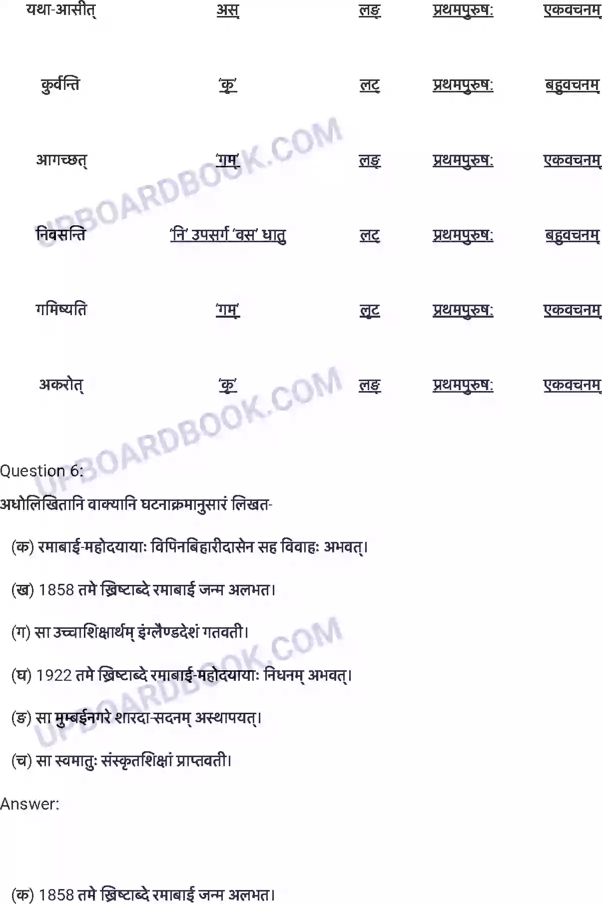 UP Board Solution class 7 Sanskrit 5. पण्डिता रमाबाई Image 5