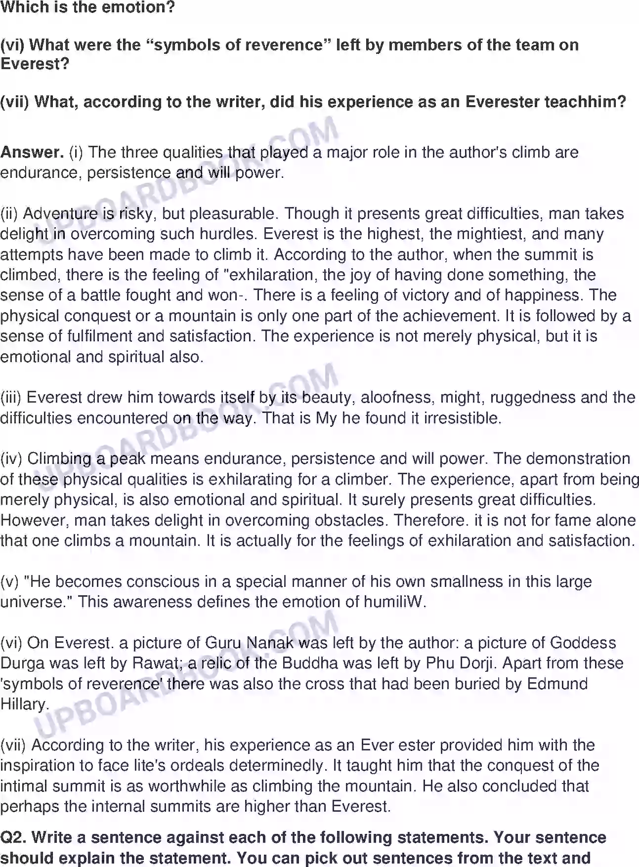 UP Board Solution class 8 English 5. The Summit Within Image 2