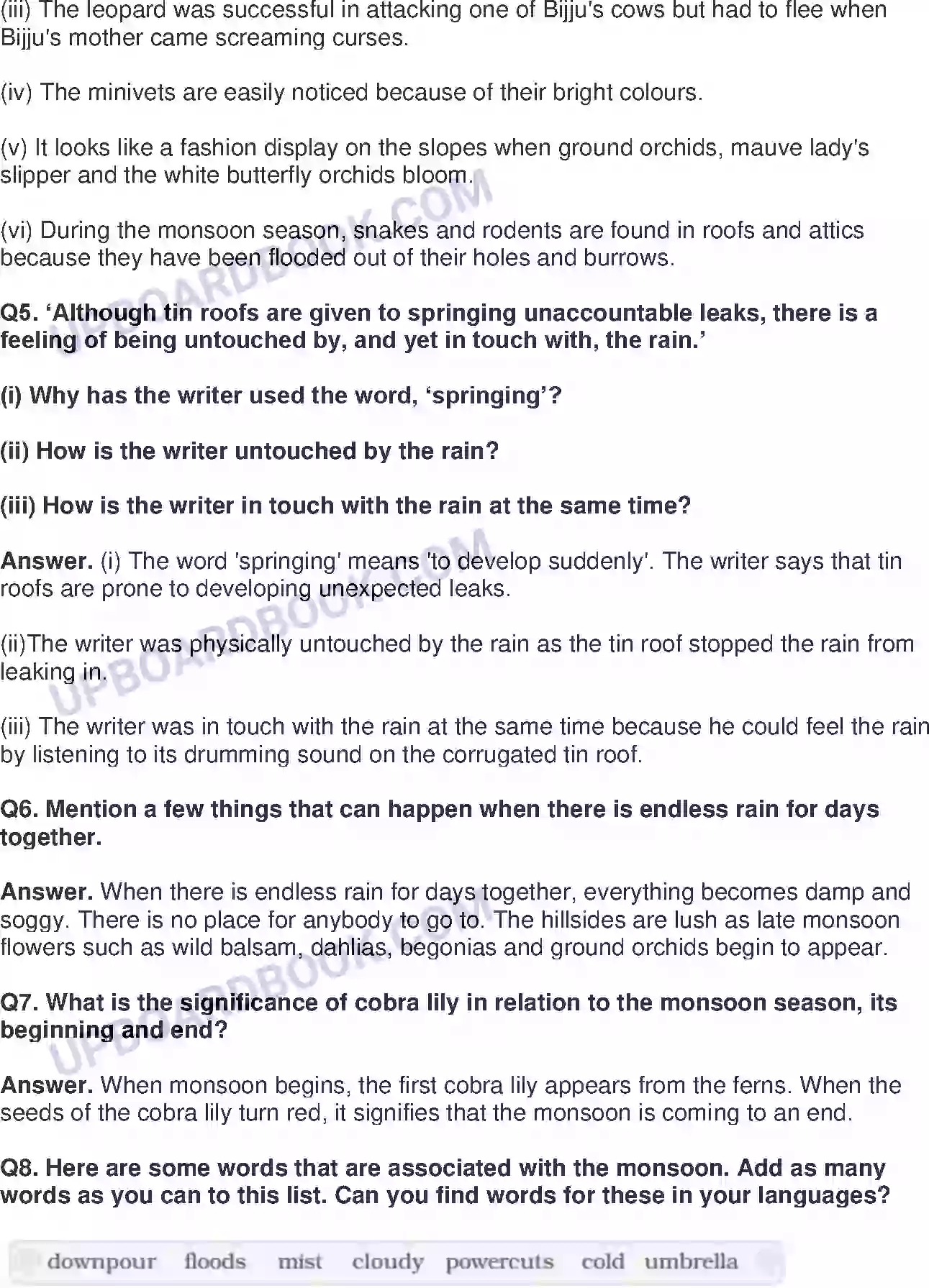 UP Board Solution class 8 English 8. A Short Monsoon Diary Image 3