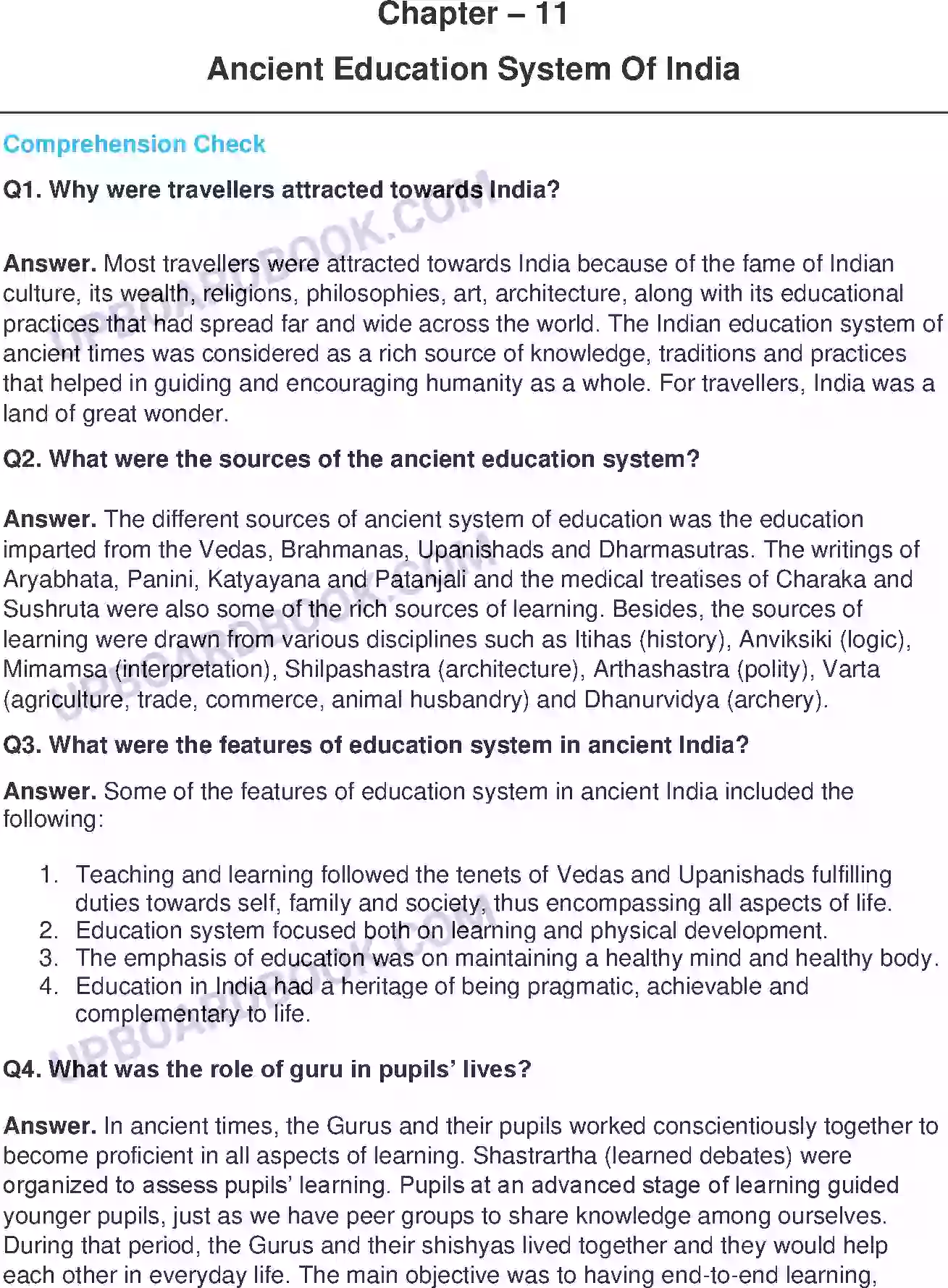 UP Board Solution class 8 English 11. Ancient Education System Of India Image 1