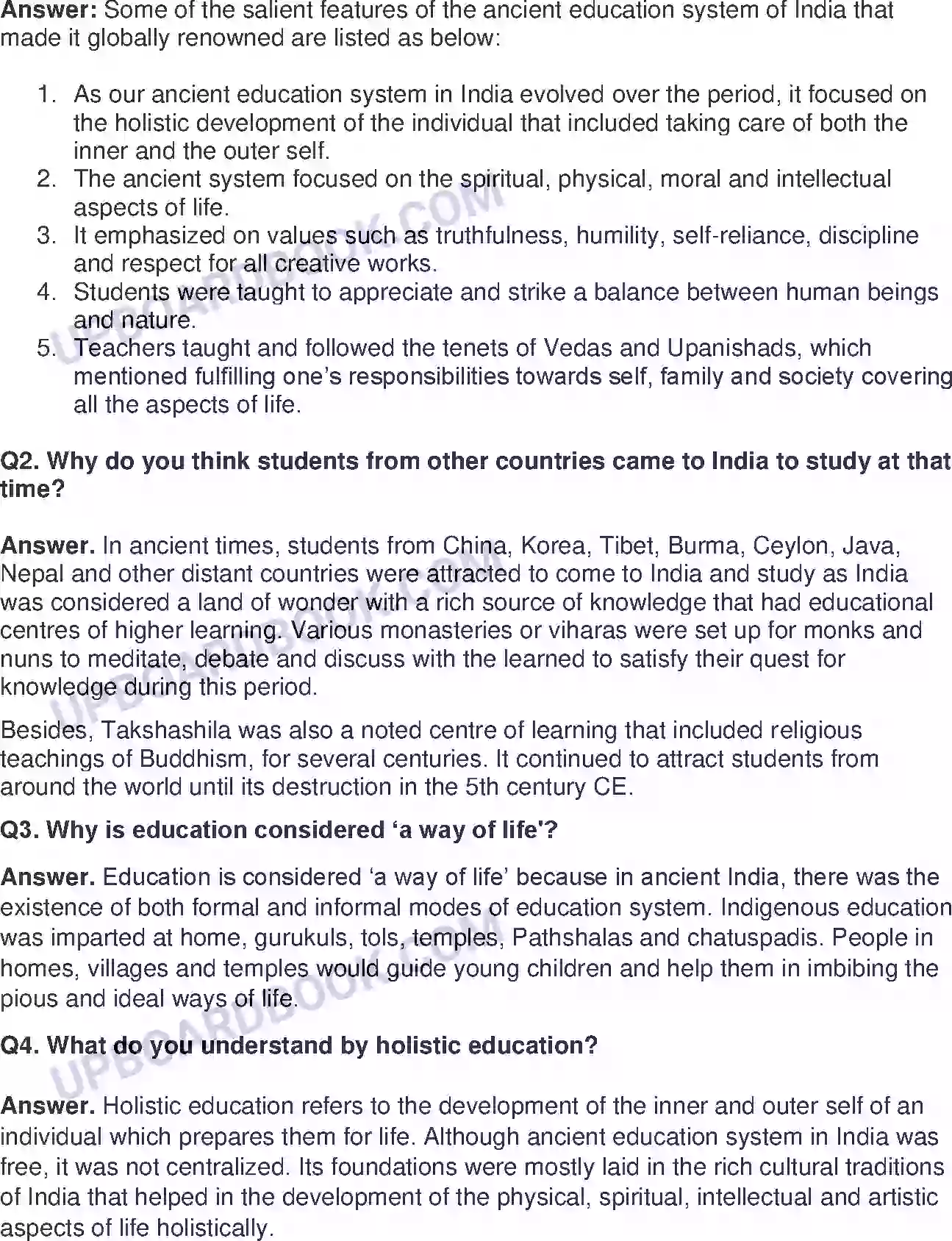 UP Board Solution class 8 English 11. Ancient Education System Of India Image 3